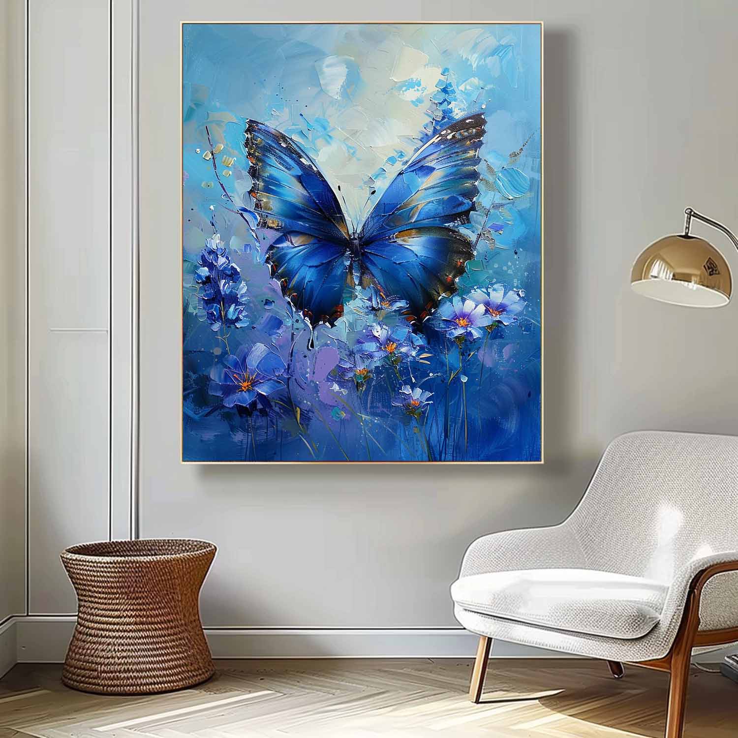 Wall Art Whimsical Butterfly Scene Floral
