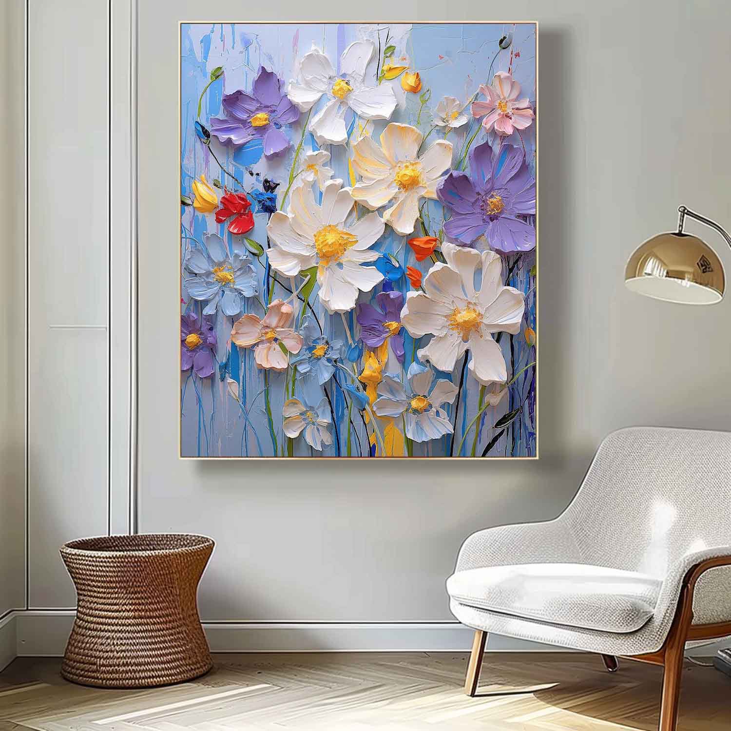 Wall Art Impasto Flower Fresh Serene Cheerful