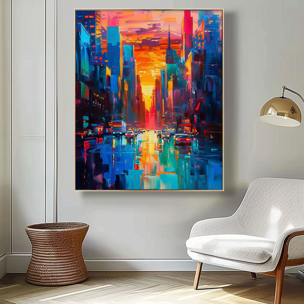 Wall Art Architecture Rainy Moody Night Decor