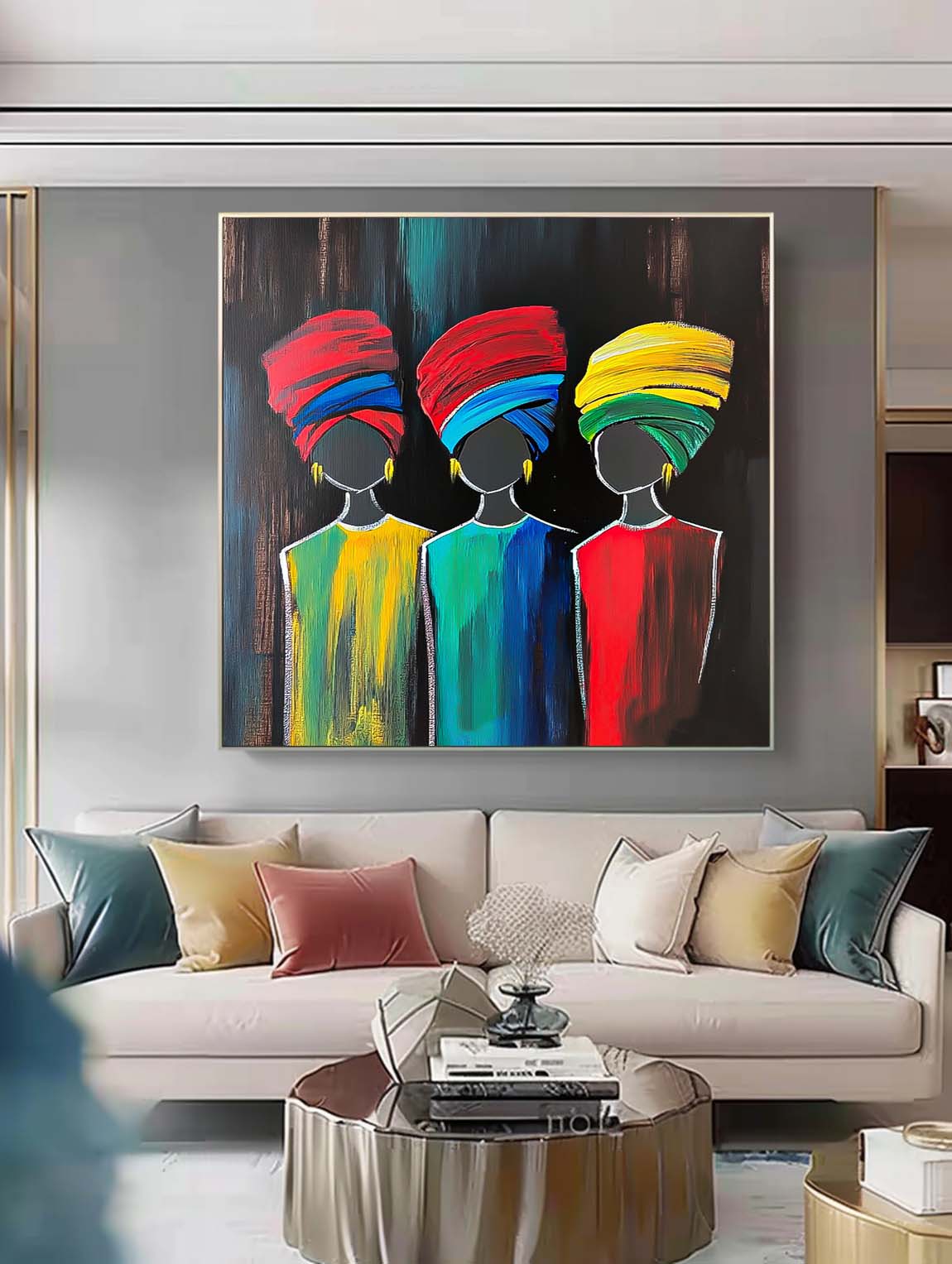 Wall Art Impasto Vibrant Turbaned Figure Portrait
