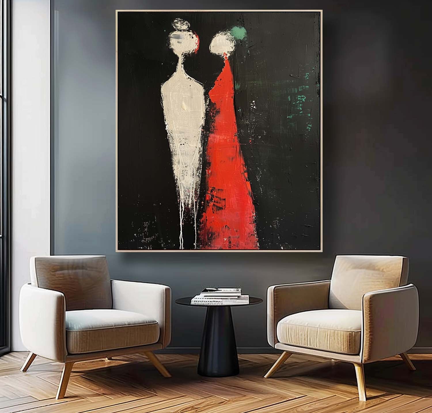 Stark Contrast Figurative Couple Canvas Art