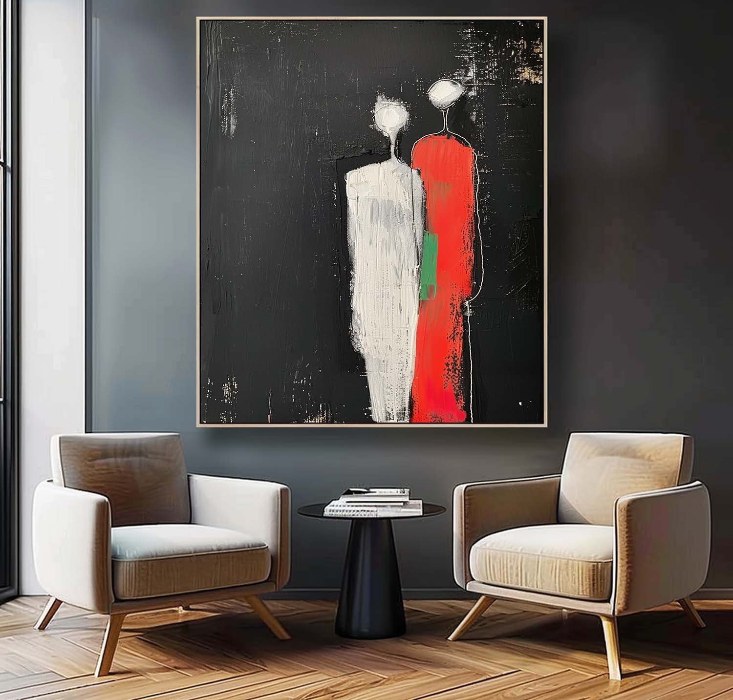 Wall Art Red People Contemporary Minimalist