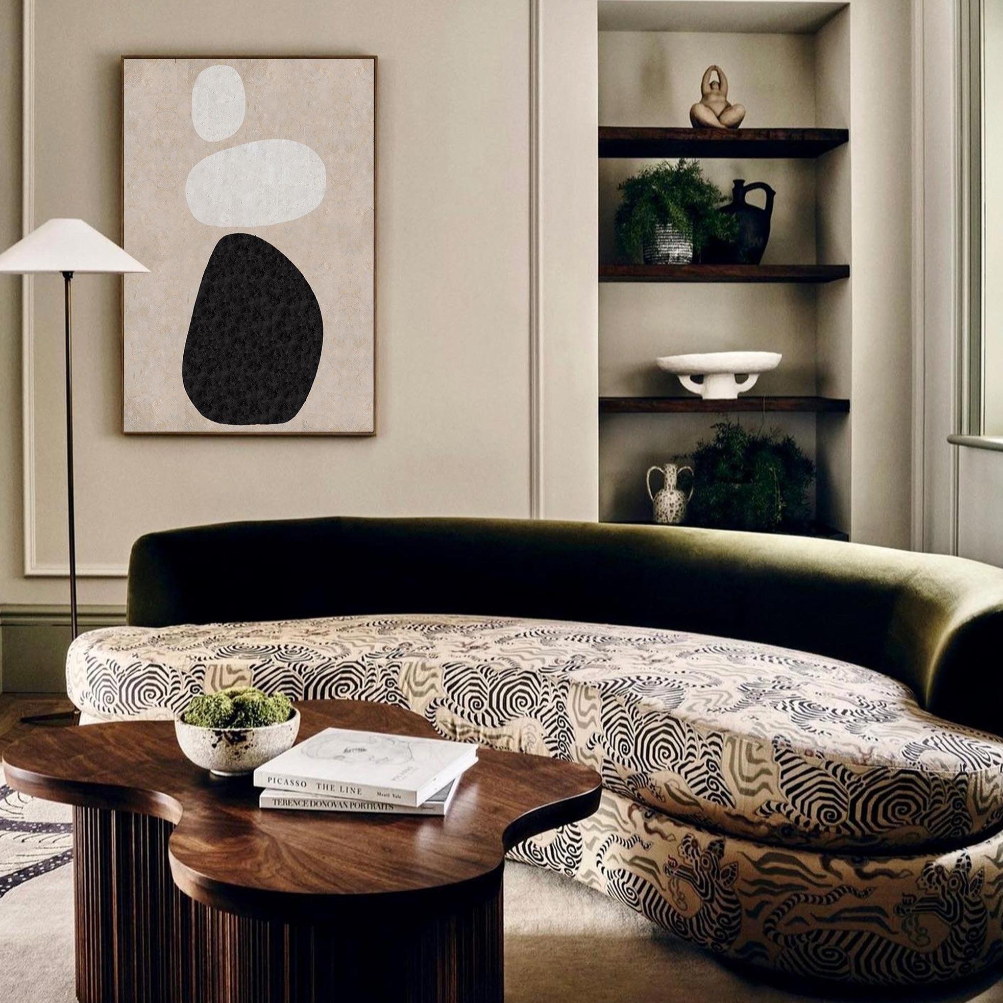 Stone‑Shaped Silhouette Abstract Hand‑Painted Matte Textured Artwork