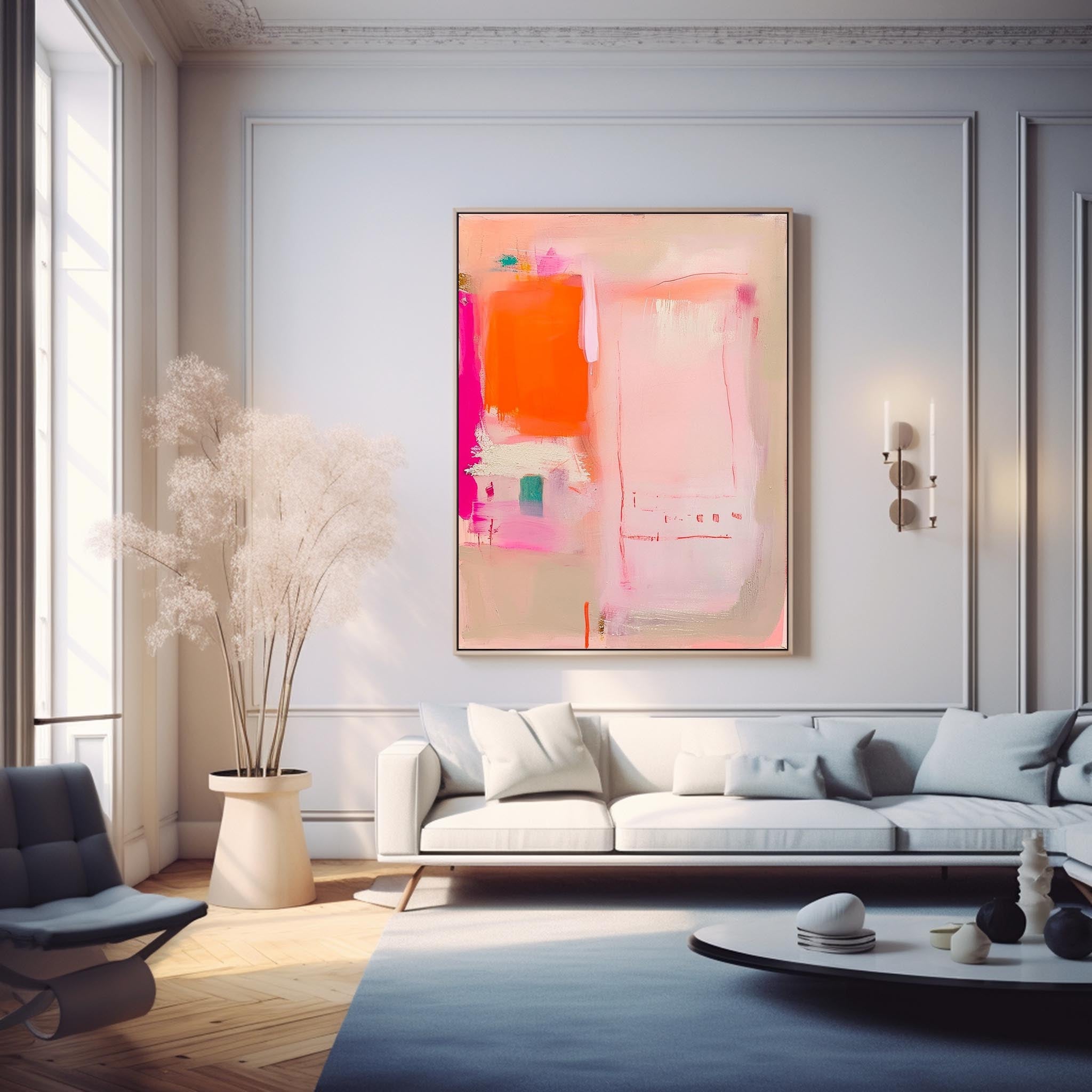 Pink Orange Abstract Canvas Wall Art