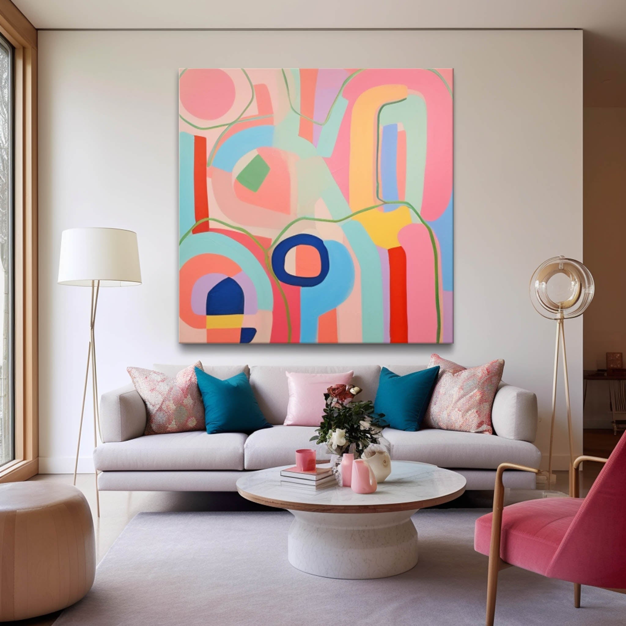 Wall Art Geometric Abstract Pastel Color Playful