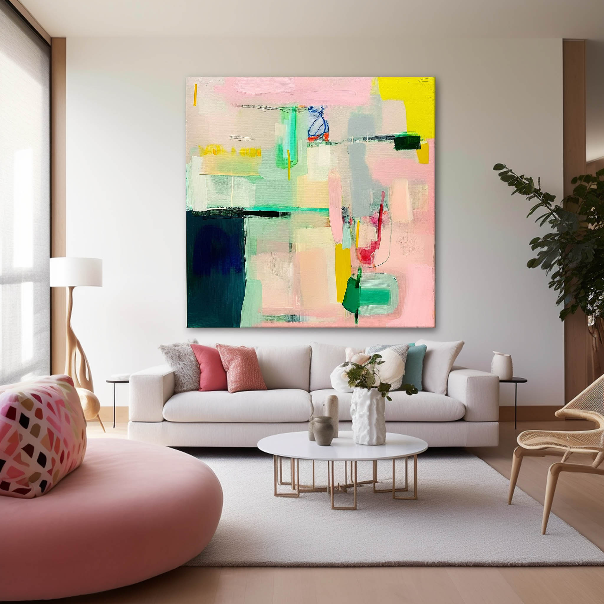 Wall Art Pastel Color Block Decor Abstract