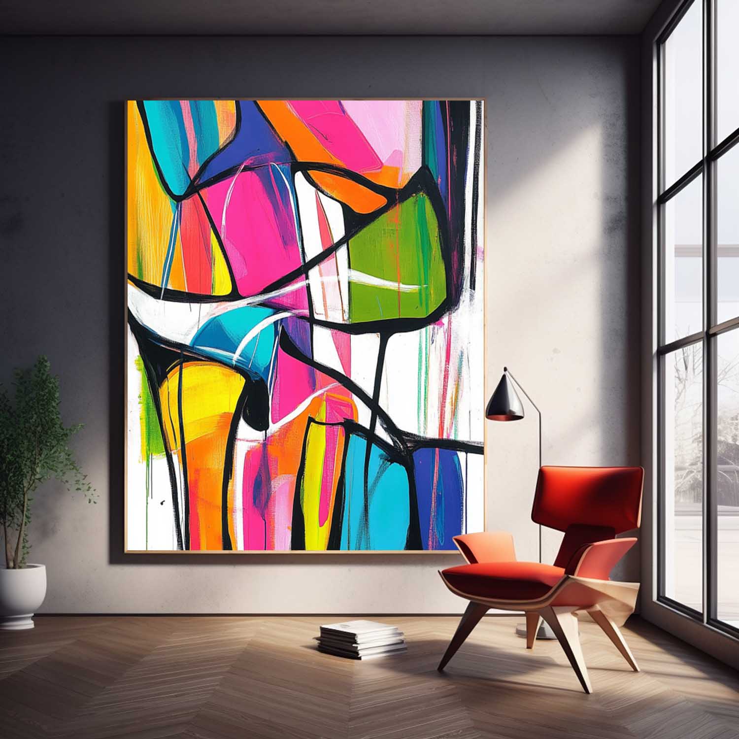 Wall Art Abstract Dynamic Asymmetrical Playful
