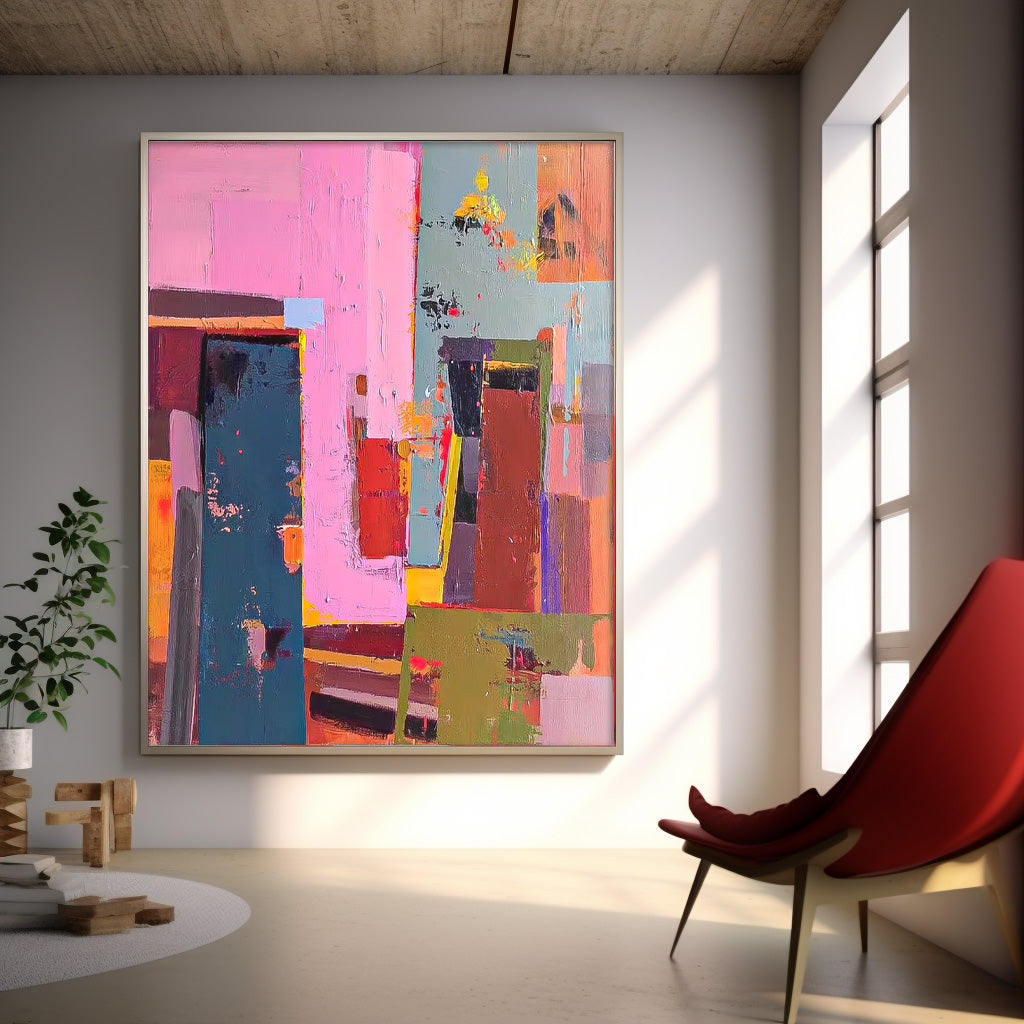 Wall Art Abstract Geometric Maximalist Block