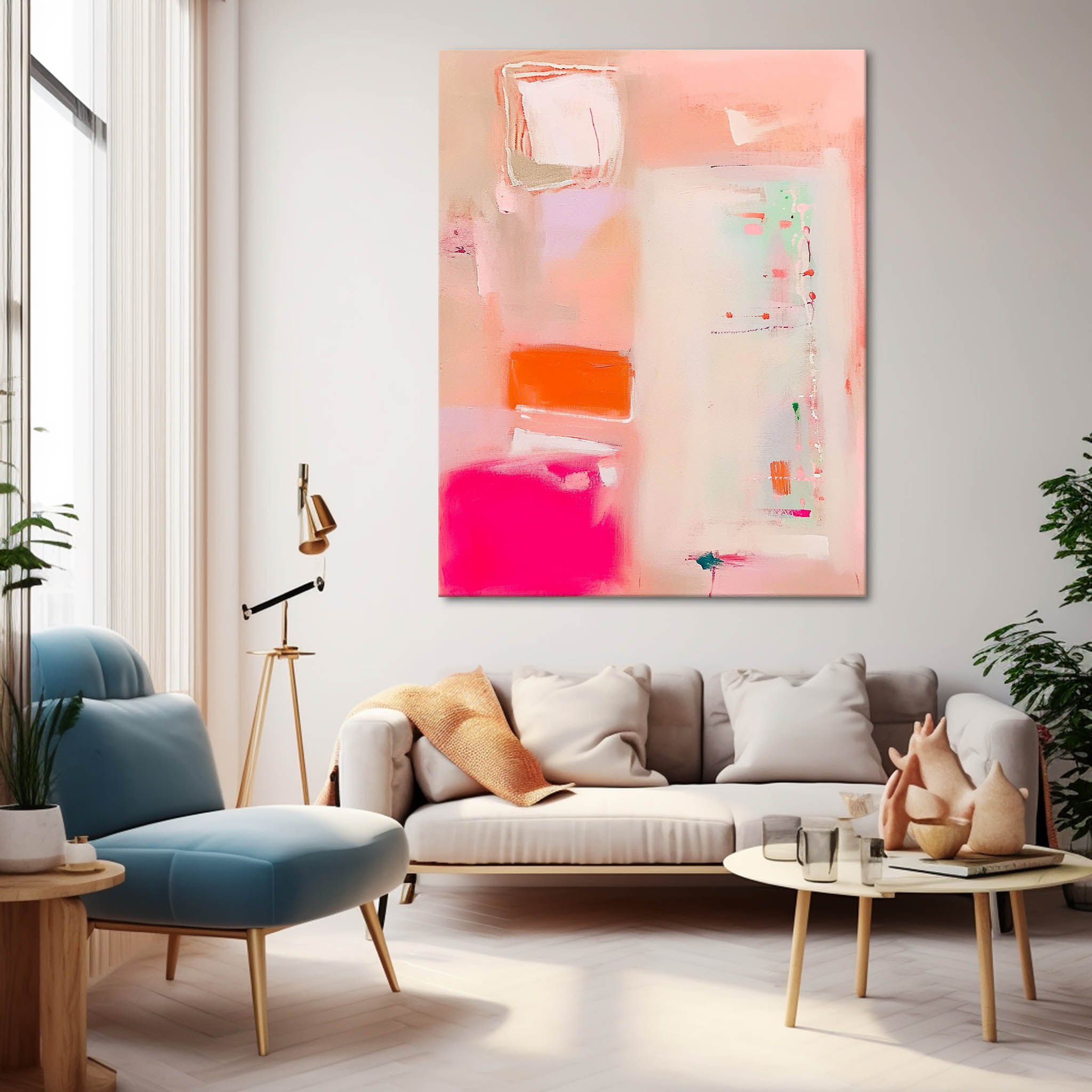 Wall Art Soft Pastel Abstract Impasto Minimalist
