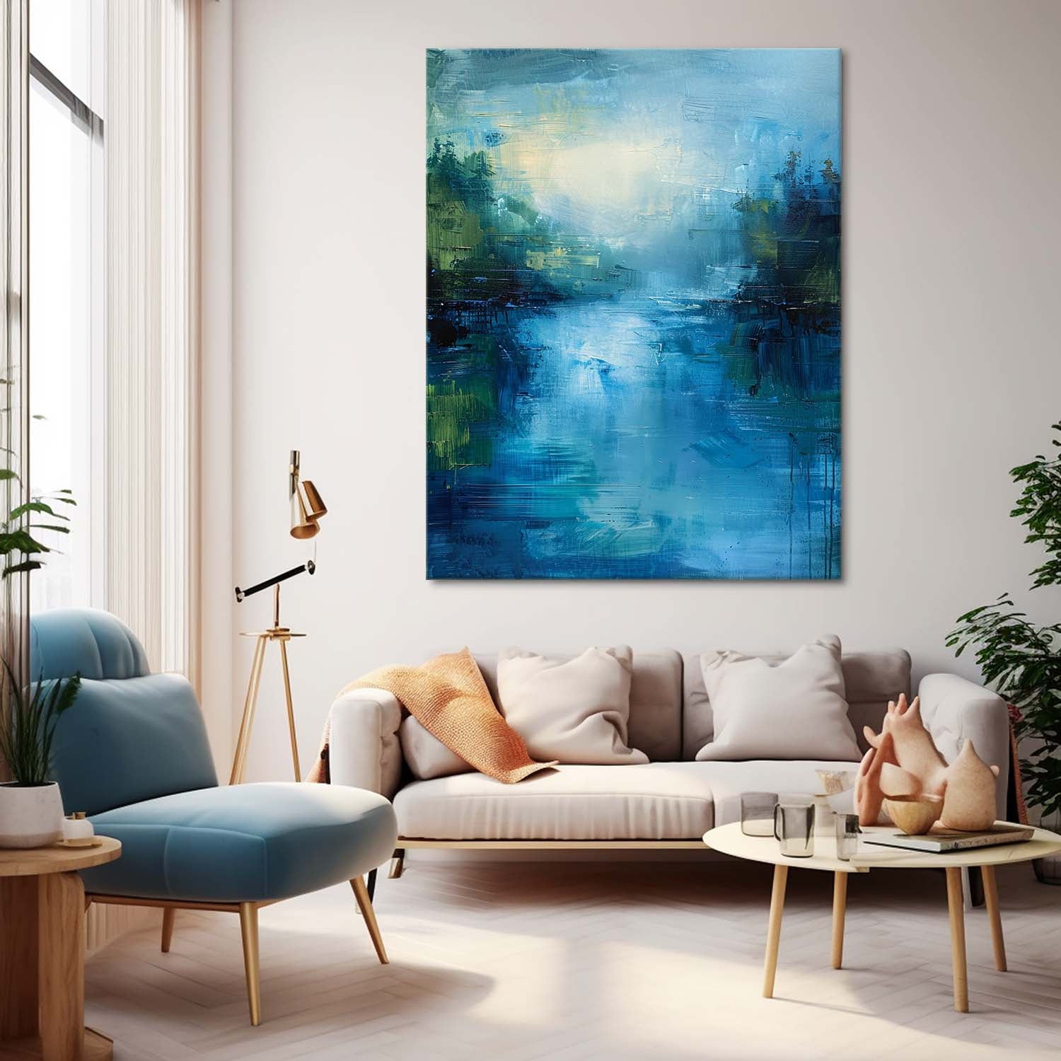 Wall Art Abstract Lake Mountain Landscape