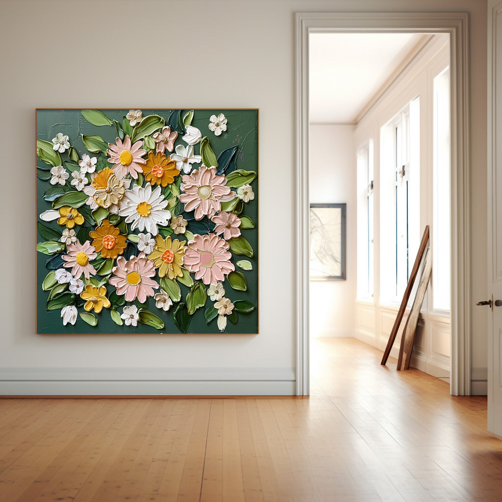 Wall Art Elegant Botanical Flower Impasto Vibrant