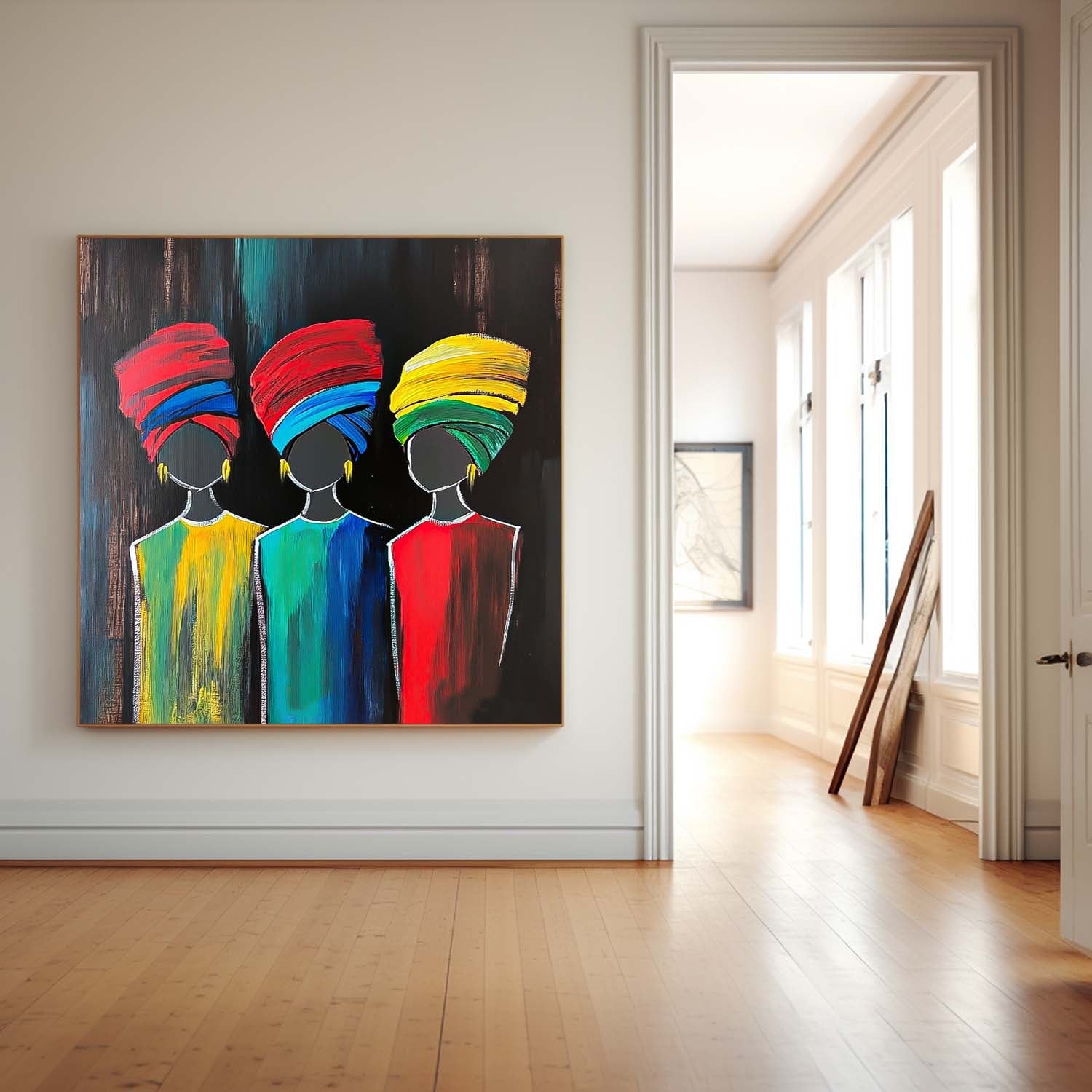 Wall Art Impasto Vibrant Turbaned Figure Portrait
