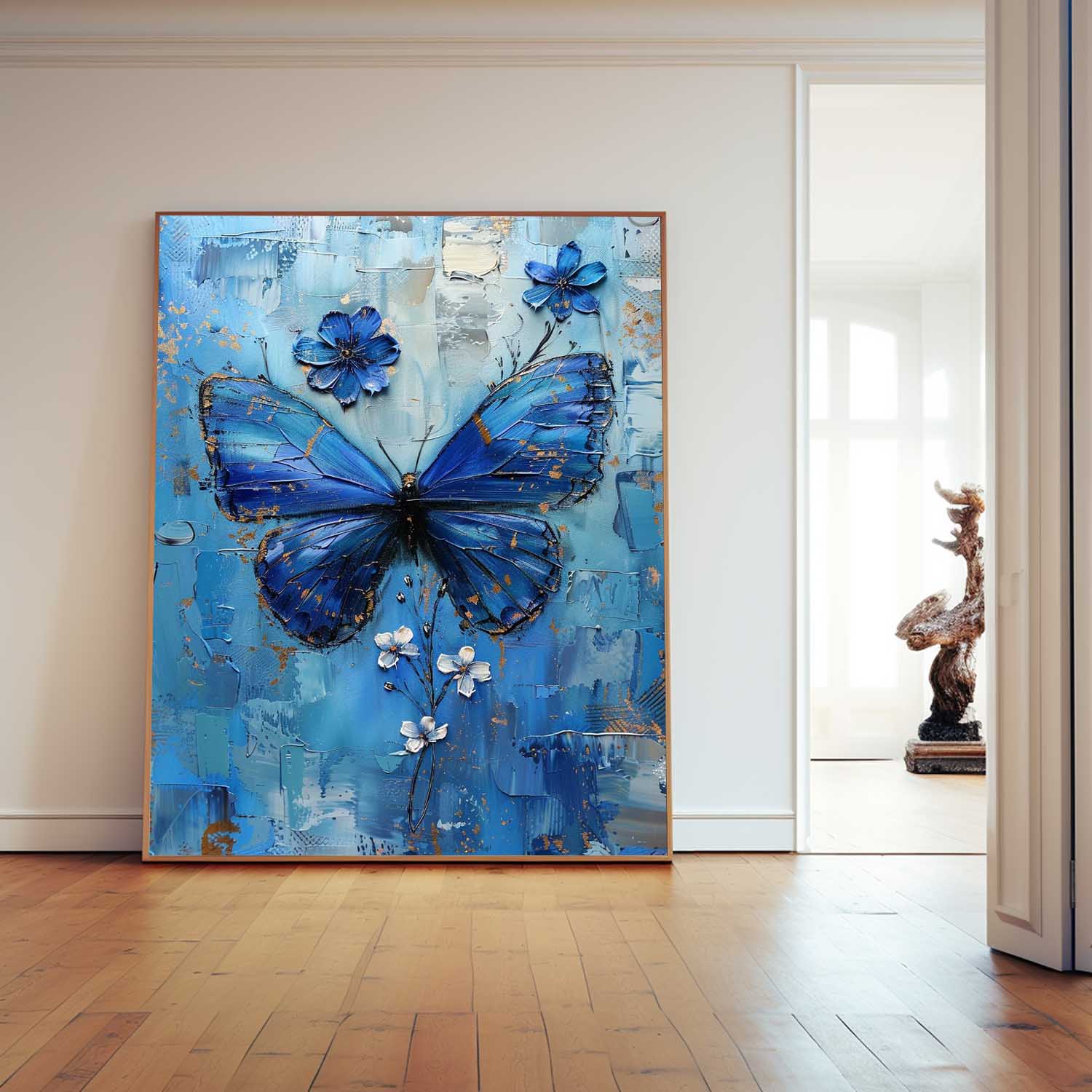Wall Art Floral Butterfly Impasto Painterly