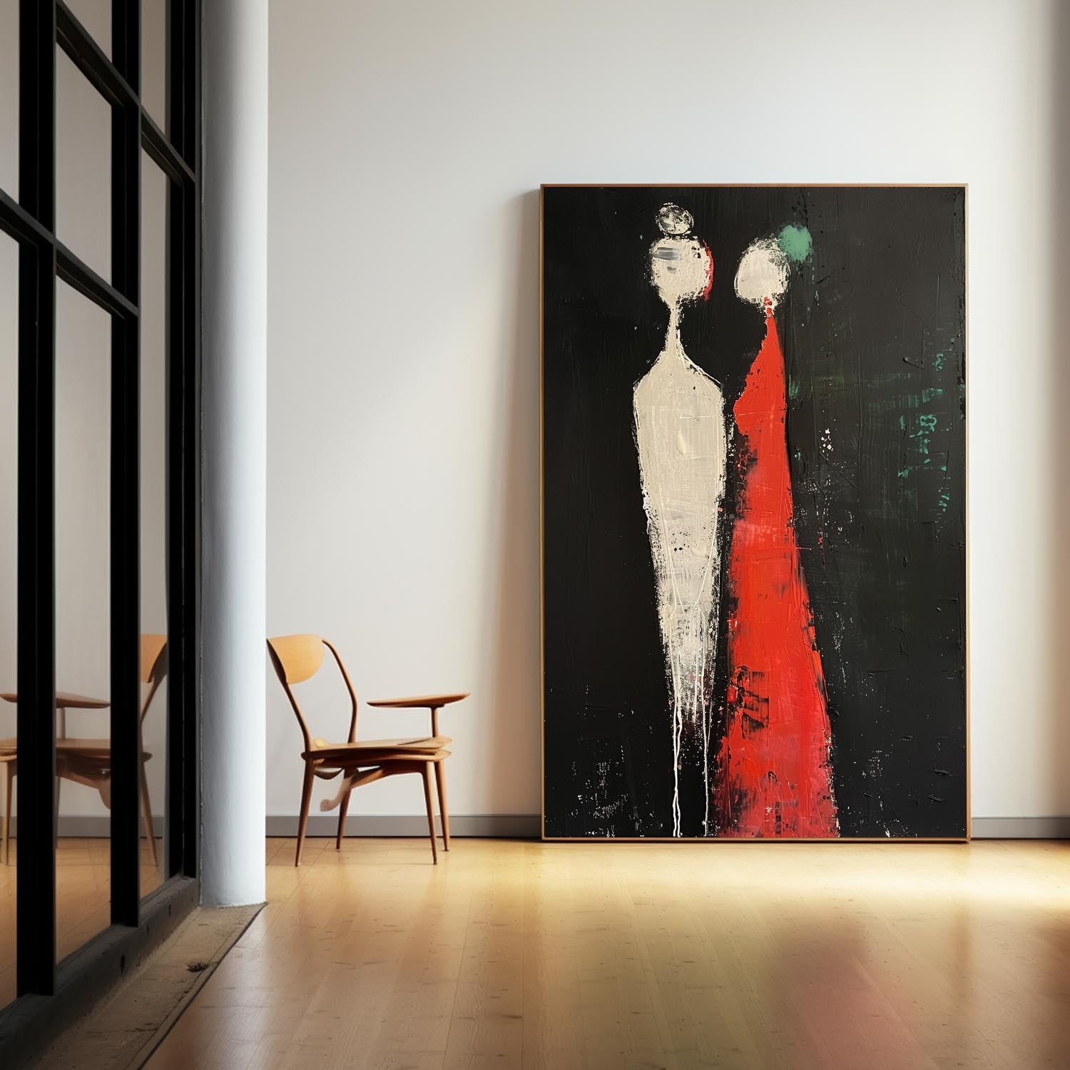 Stark Contrast Figurative Couple Canvas Art