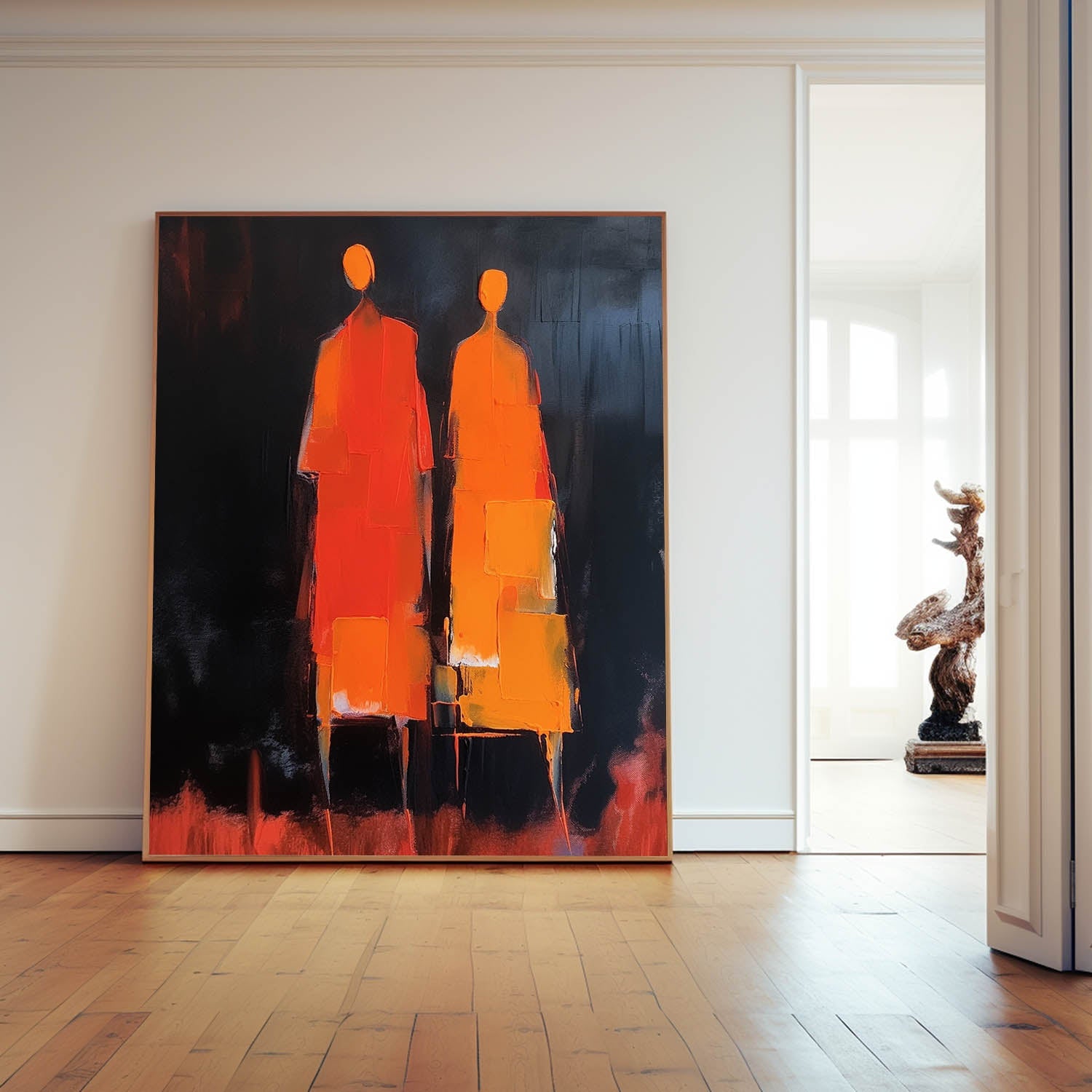 Dark Background Standing Figures Canvas Art