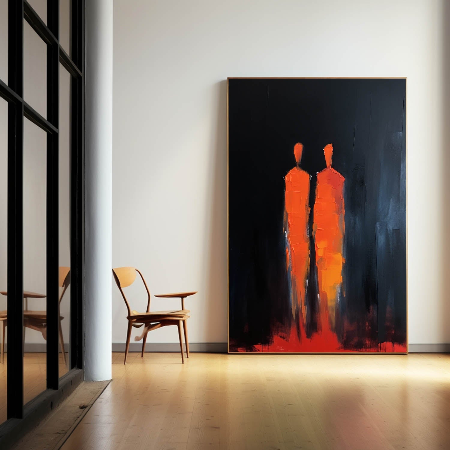 Wall Art Impasto People Silhouette Modern Abstract