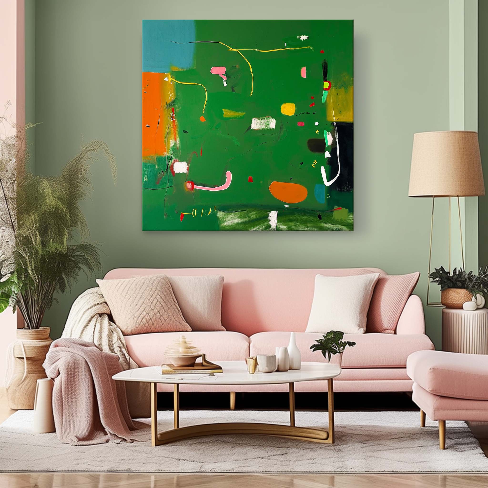 Wall Art Vibrant Green Abstract Lively