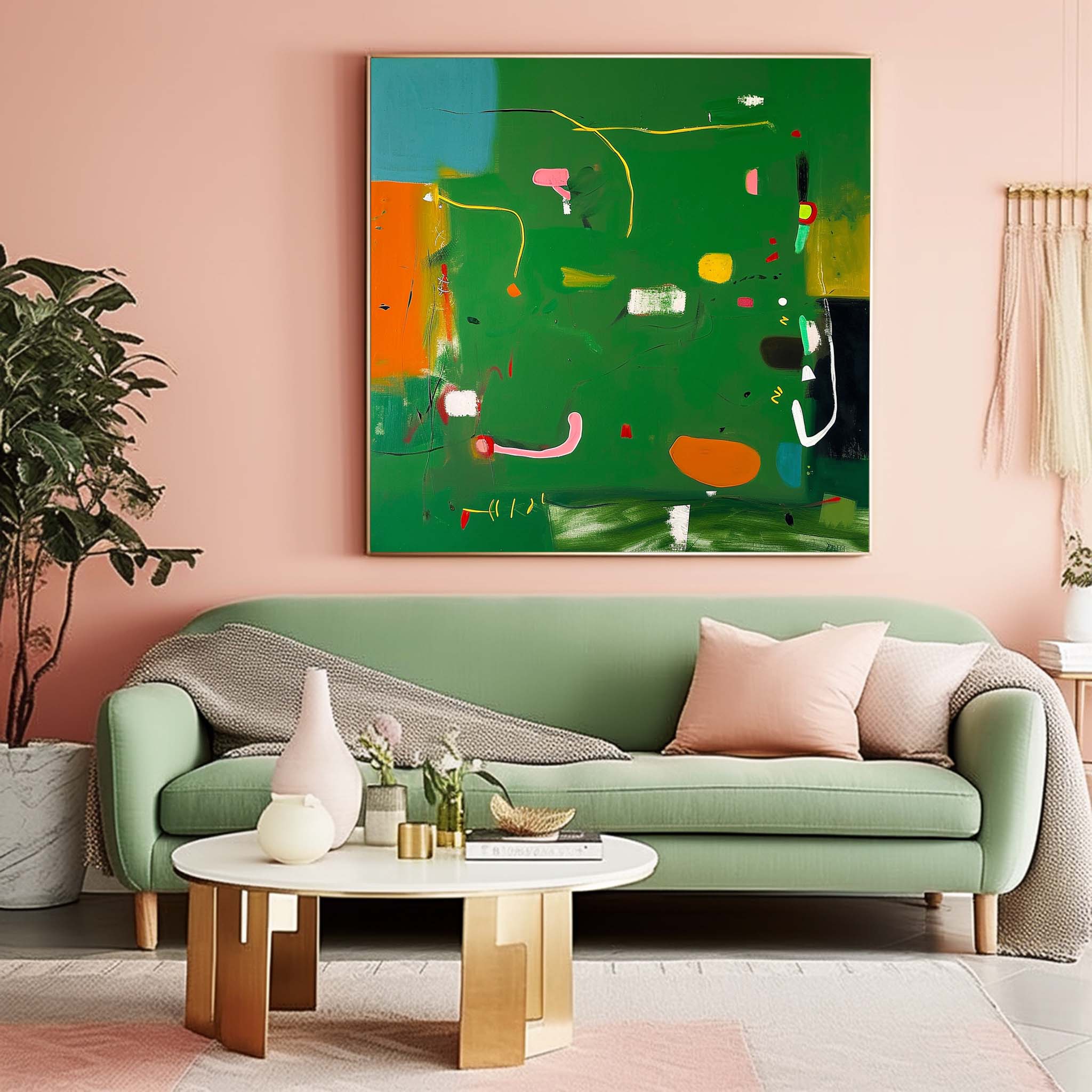 Wall Art Vibrant Green Abstract Lively