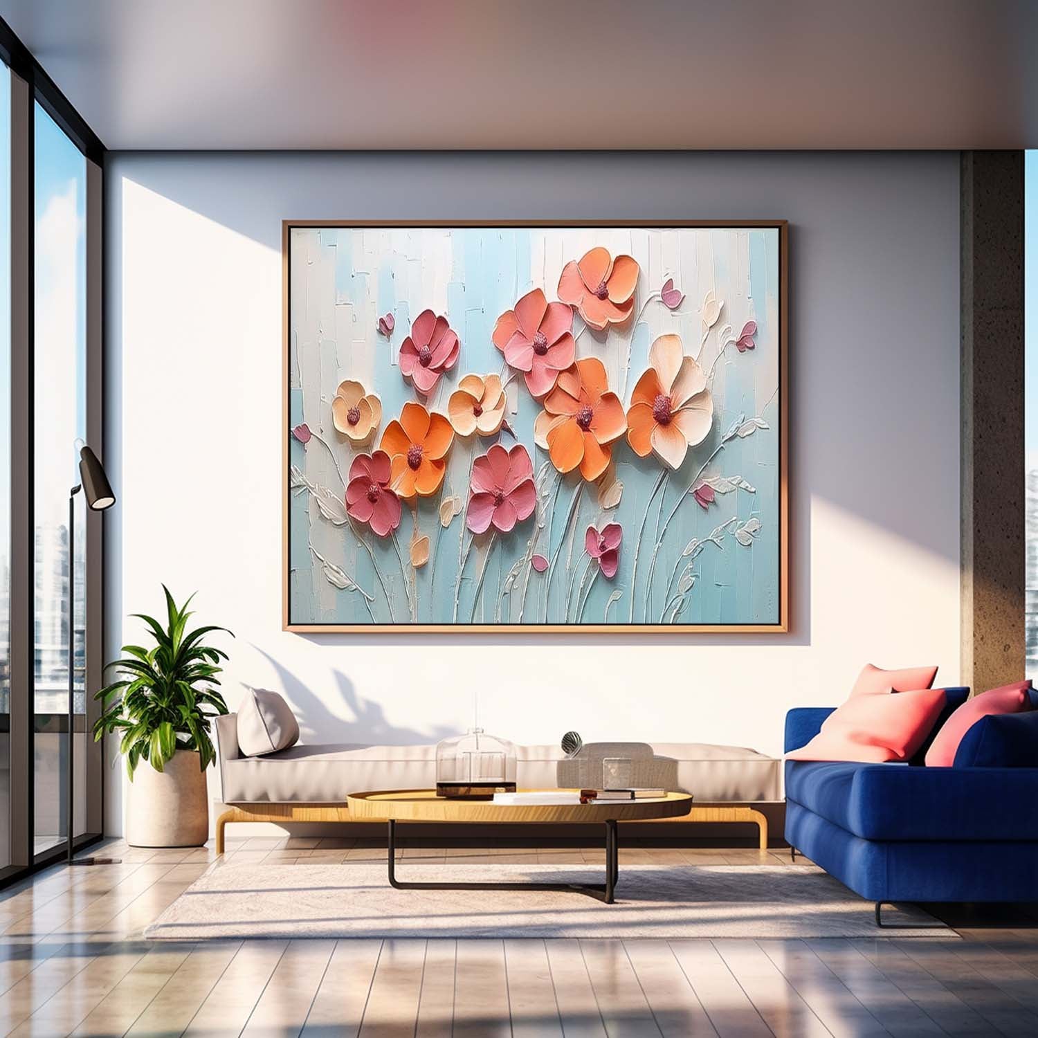 Wall Art Impasto Flower Contemporary Modern