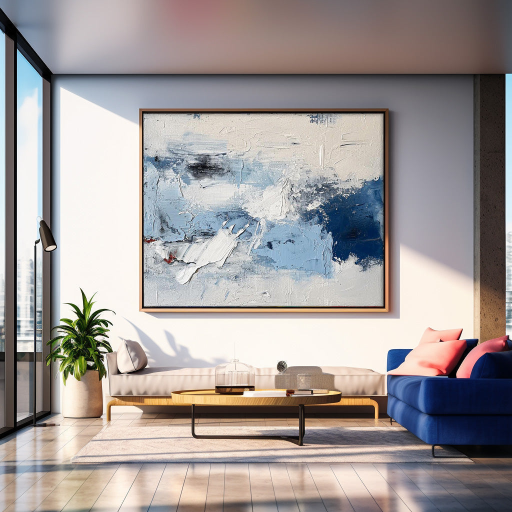 Wall Art Abstract Painterly Blue Impasto Modern