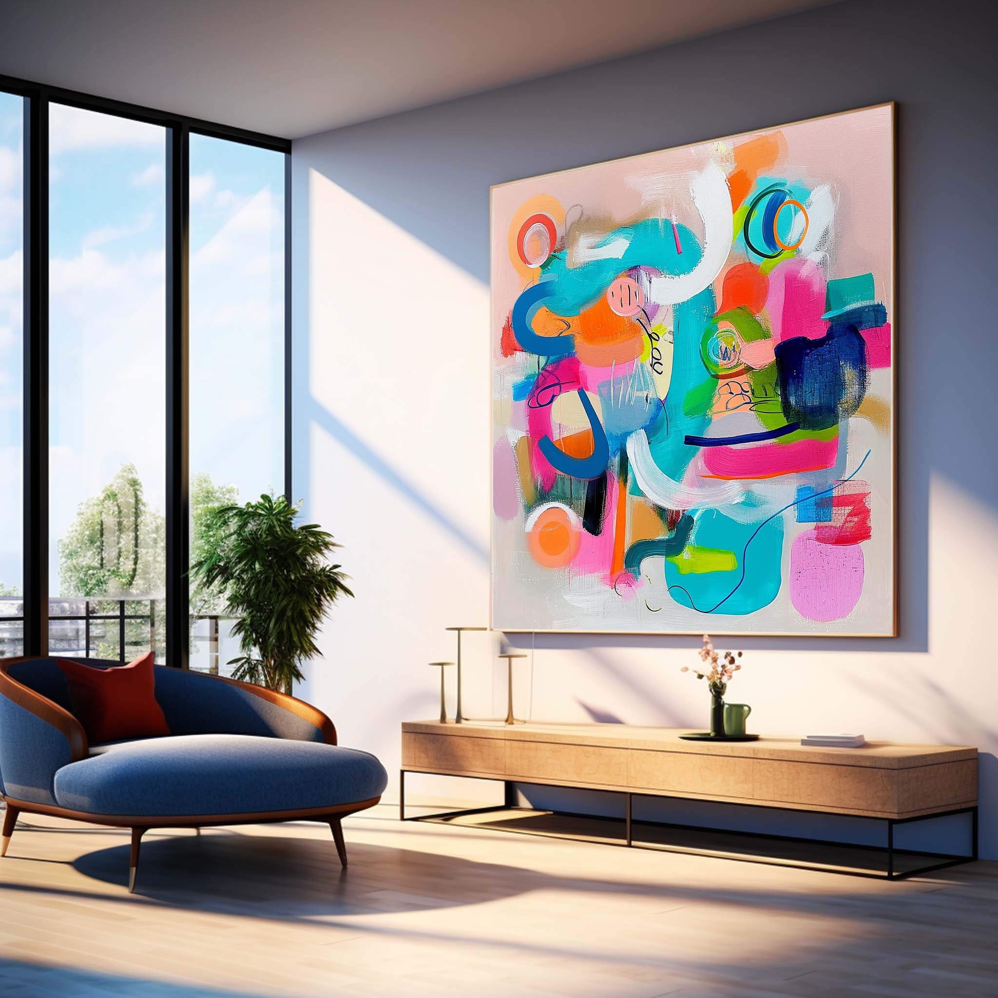 Wall Art Edgy Bold Color Pop Abstract Expressionist