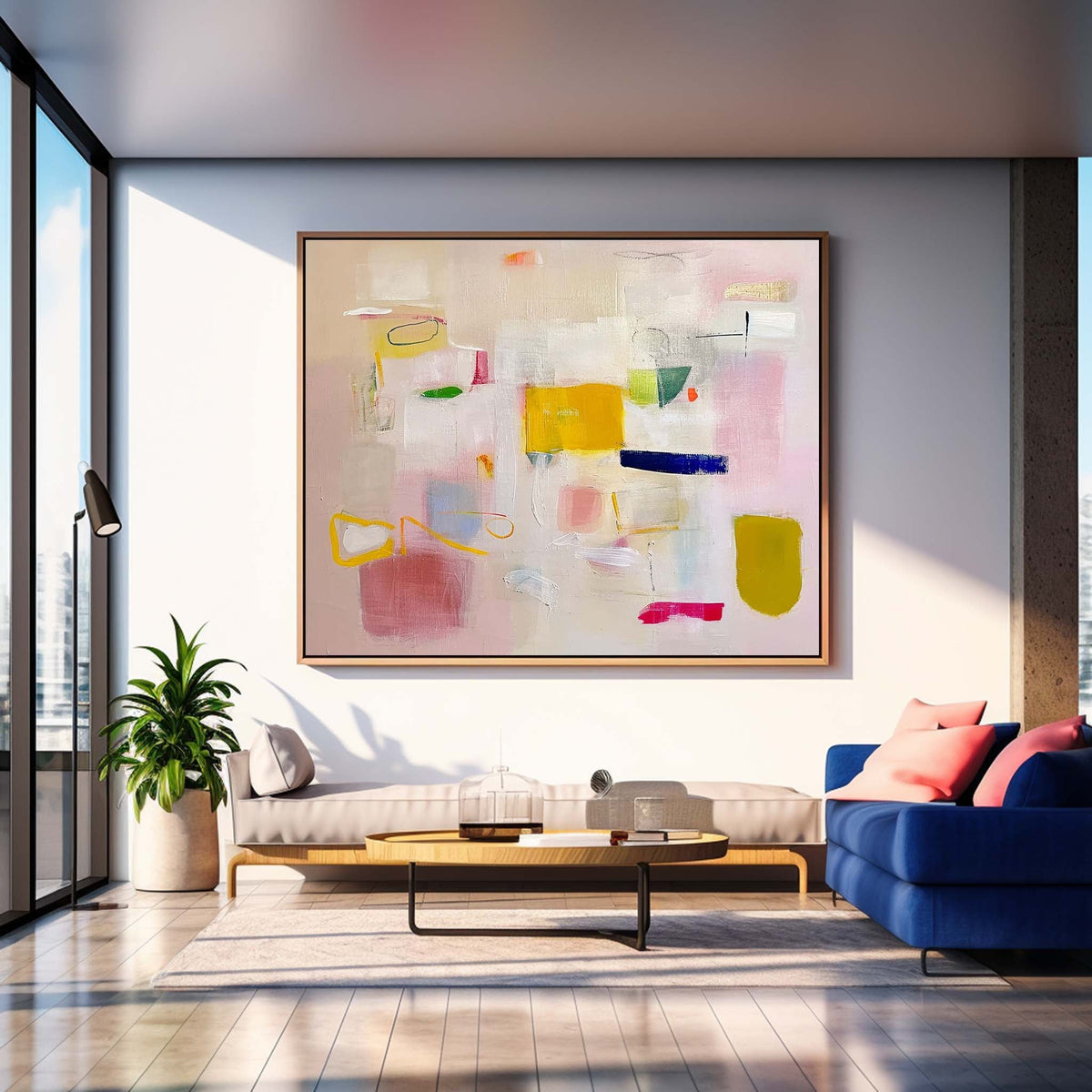 Wall Art Abstract Soft Cream Macaron Color Block
