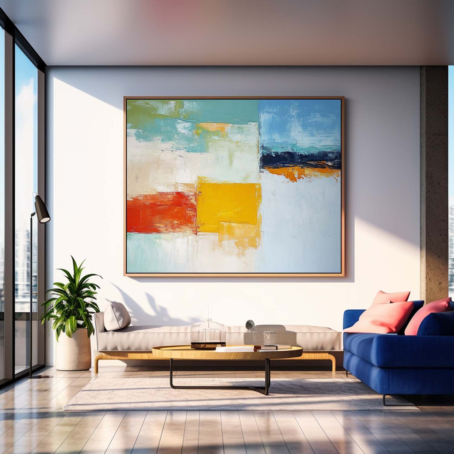 Modern Abstract Color Block Oil Painting