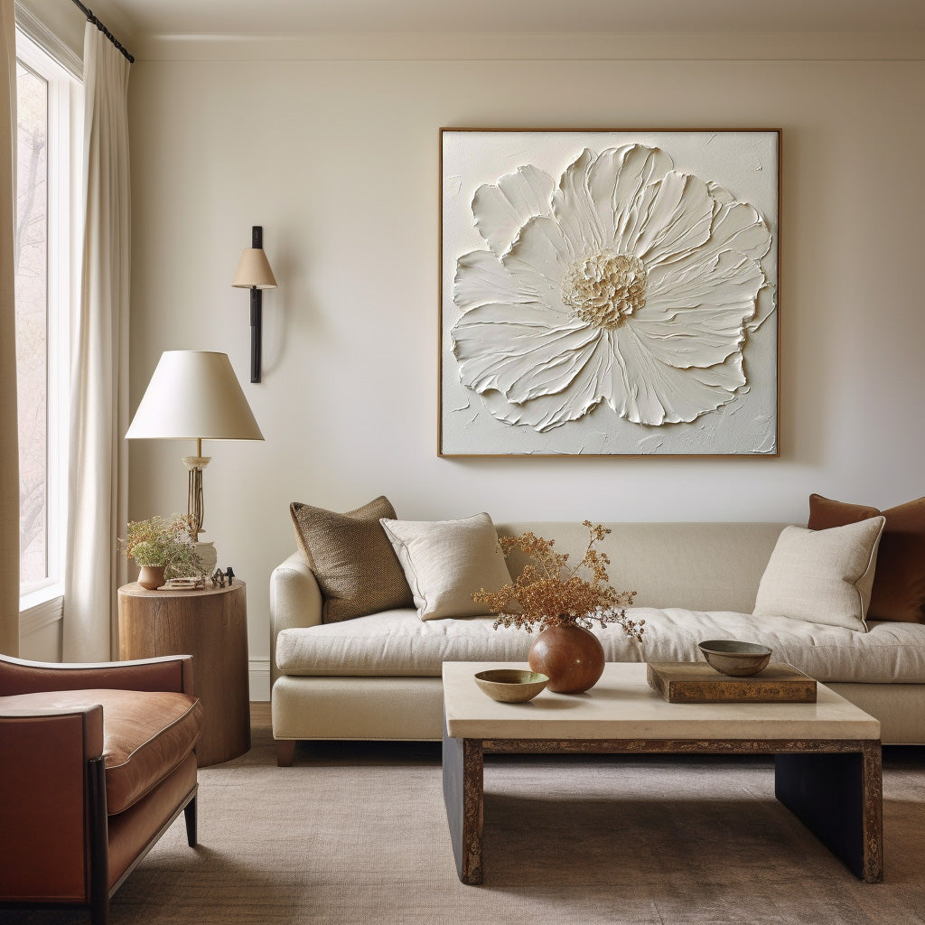 Wall Art Neutral Tone Single Flower