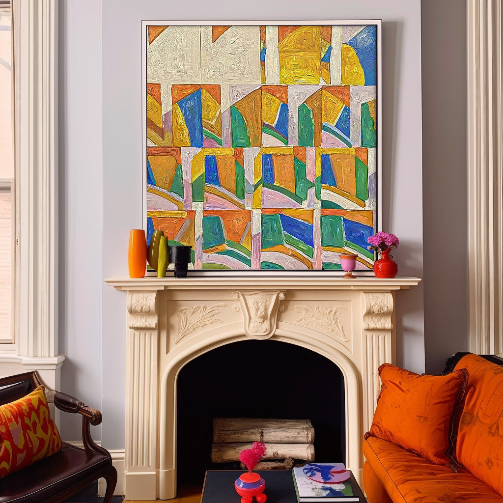 Wall Art Abstract Maximalist Color Block Grid