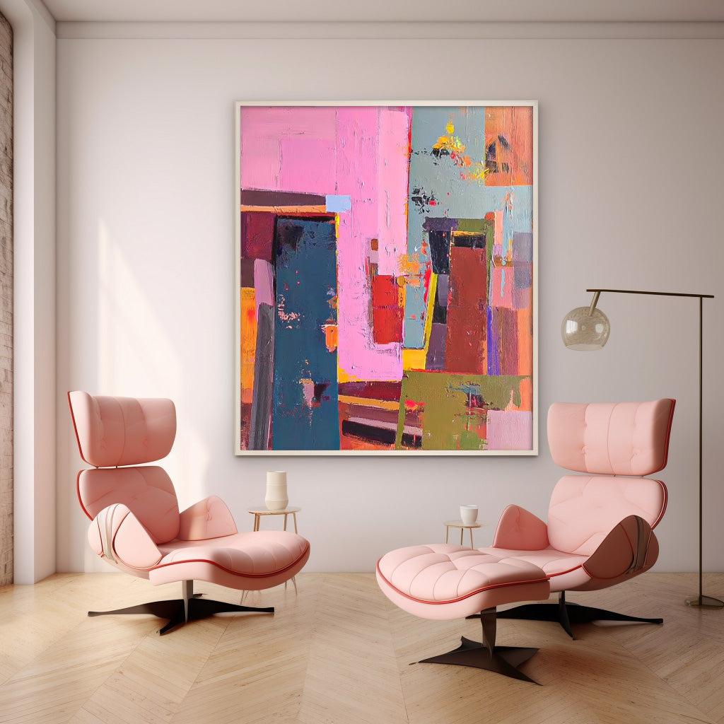 Wall Art Abstract Geometric Maximalist Block