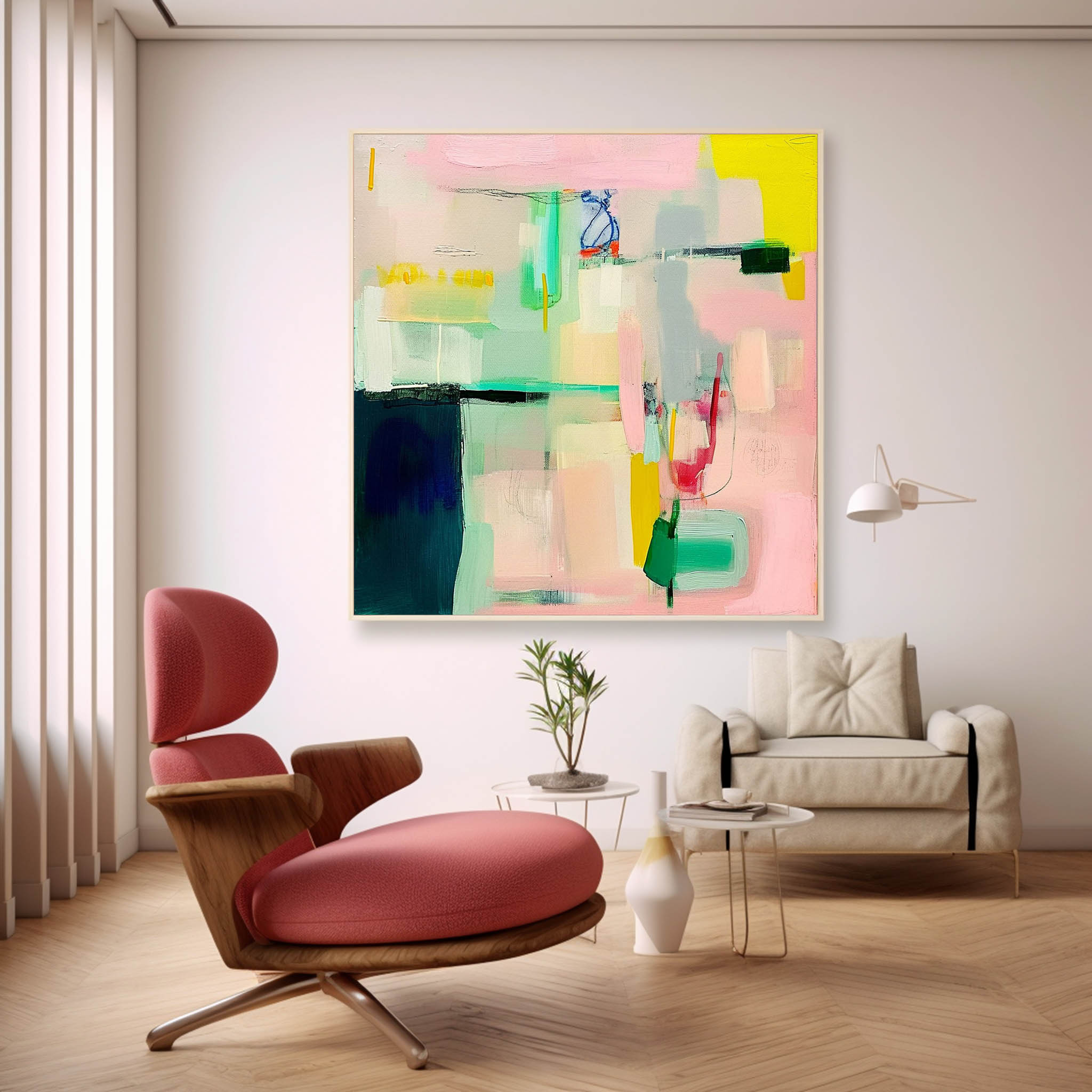 Wall Art Pastel Color Block Decor Abstract