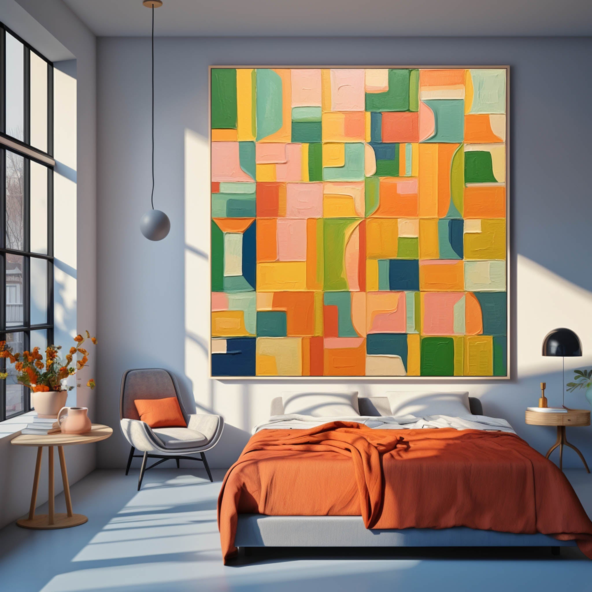 Wall Art Grid Abstract Modern Vibrant