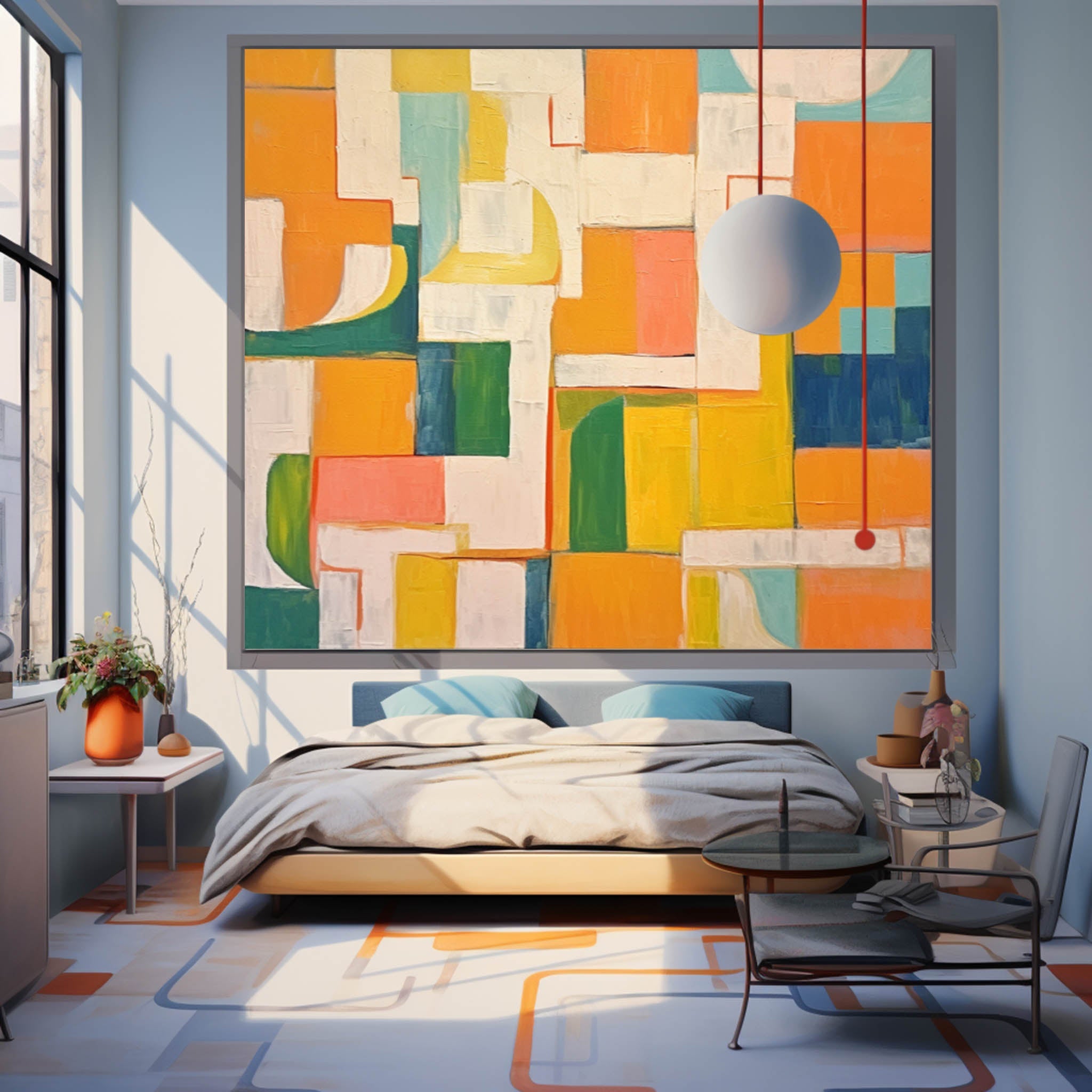Wall Art Abstract Painterly Patchwork Geometric