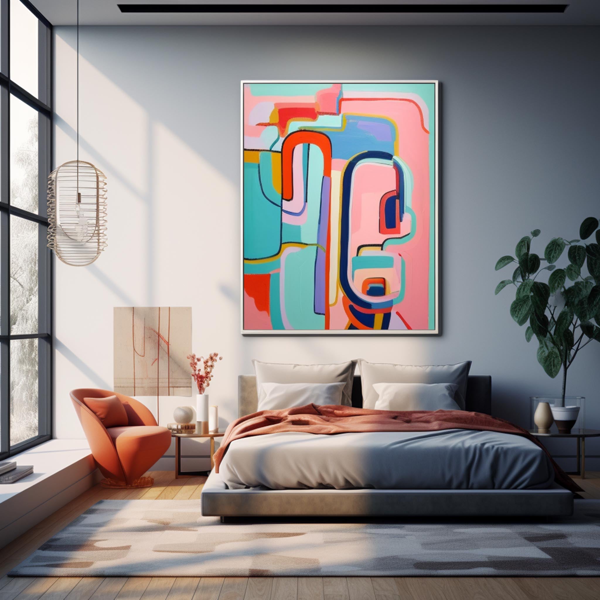 Wall Art Pink Abstract Atmosphere Pastel Pop