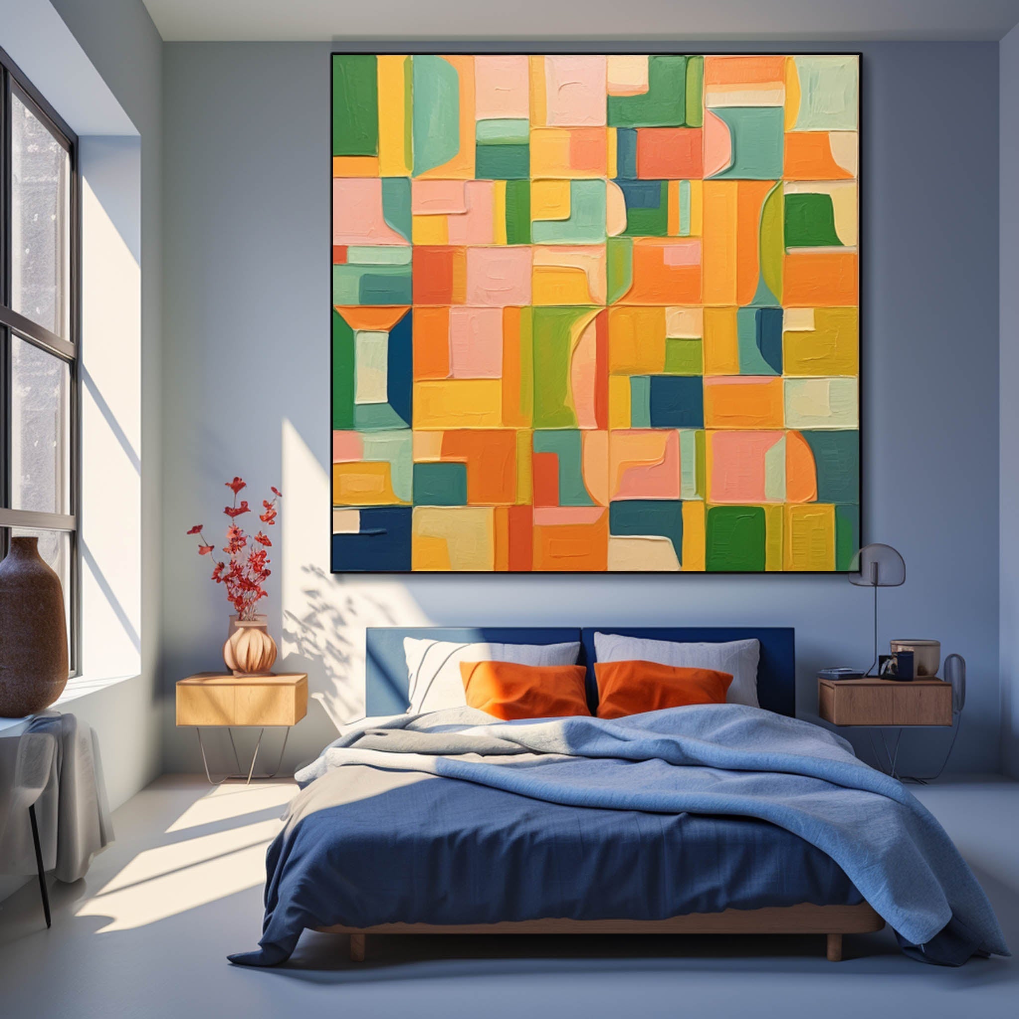 Wall Art Grid Abstract Modern Vibrant