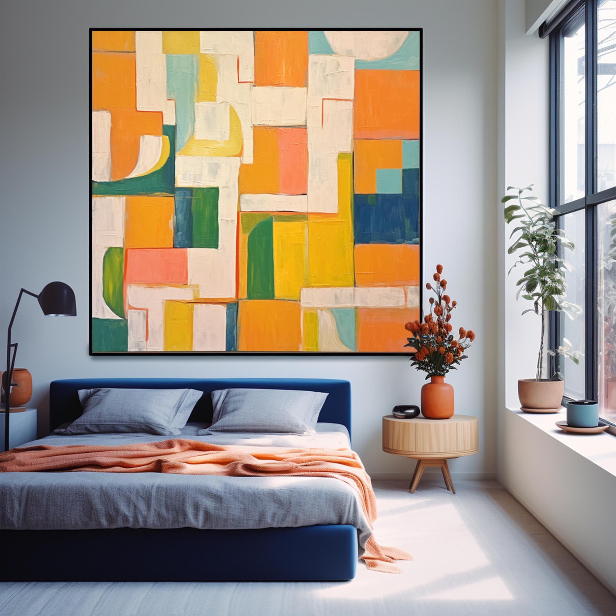 Wall Art Abstract Painterly Patchwork Geometric