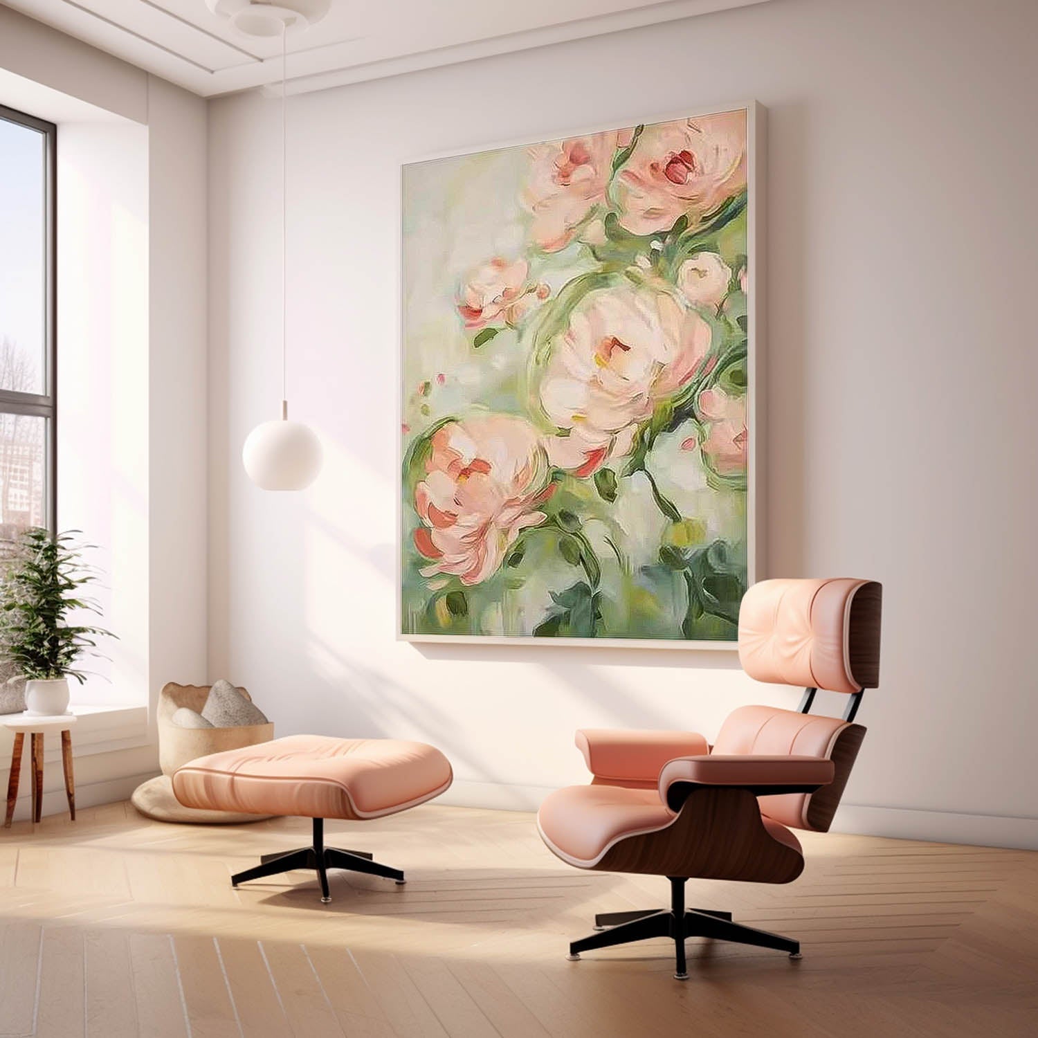 Soft Pink Peony Floral Canvas Wall Art