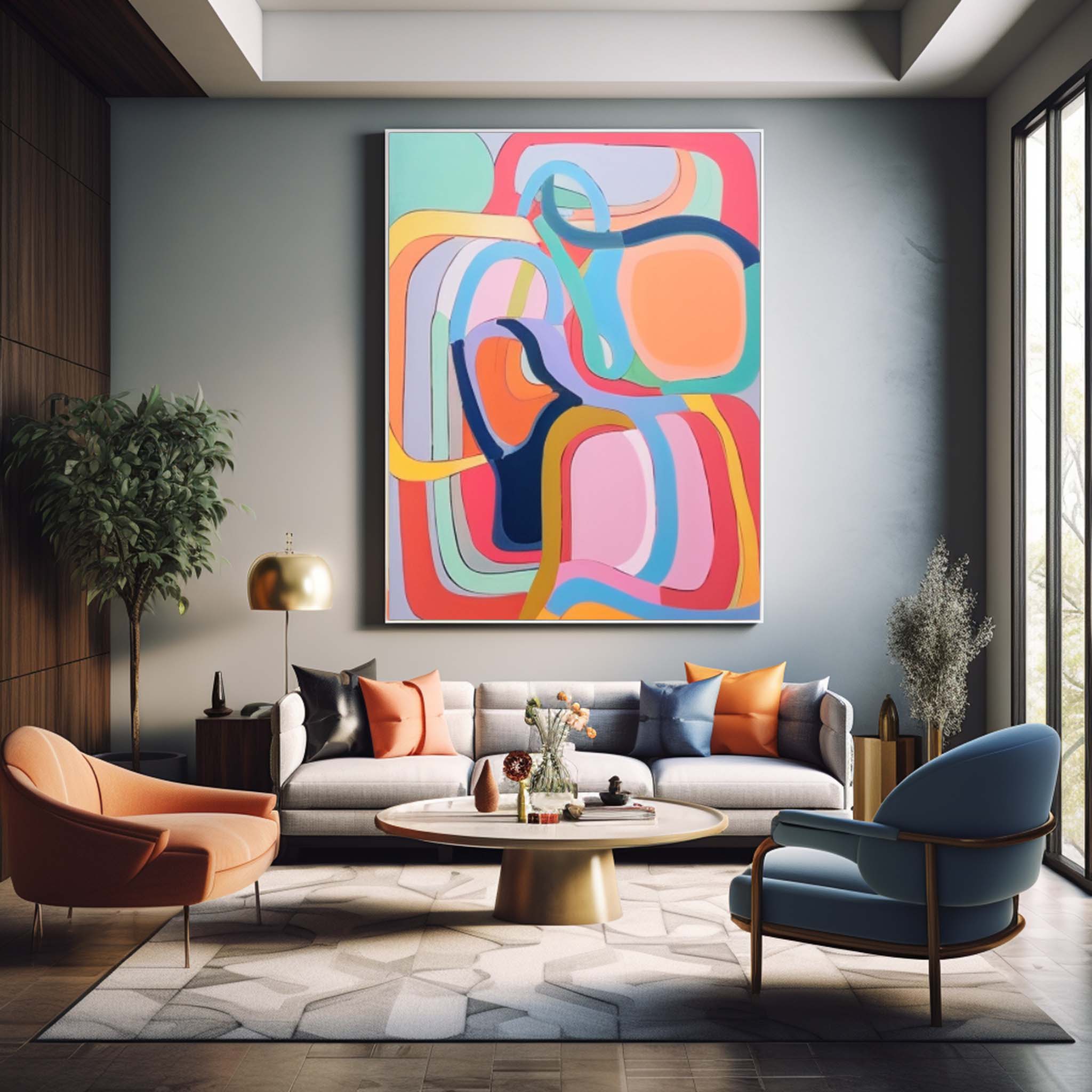 Wall Art Geometric Abstract Bauhaus Cheerful