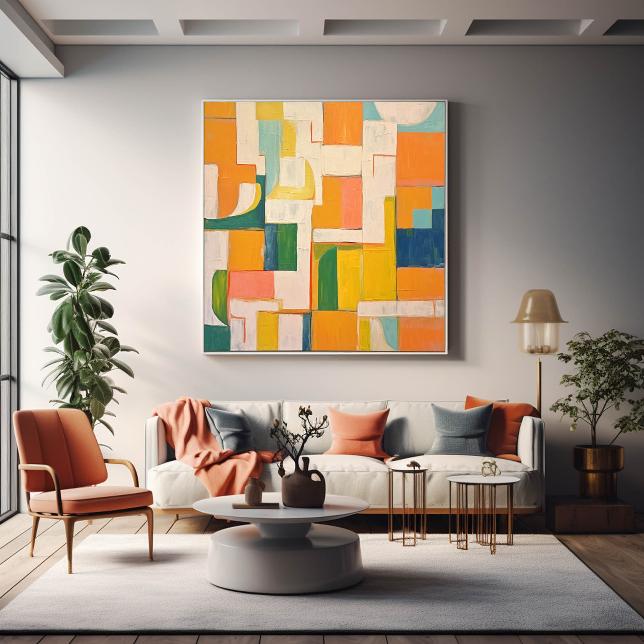 Wall Art Abstract Painterly Patchwork Geometric
