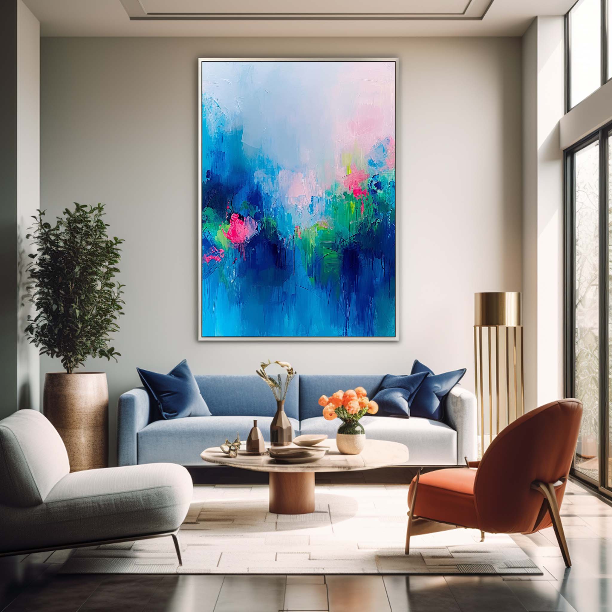 Wall Art Abstract Elegant Cool Tone Serene