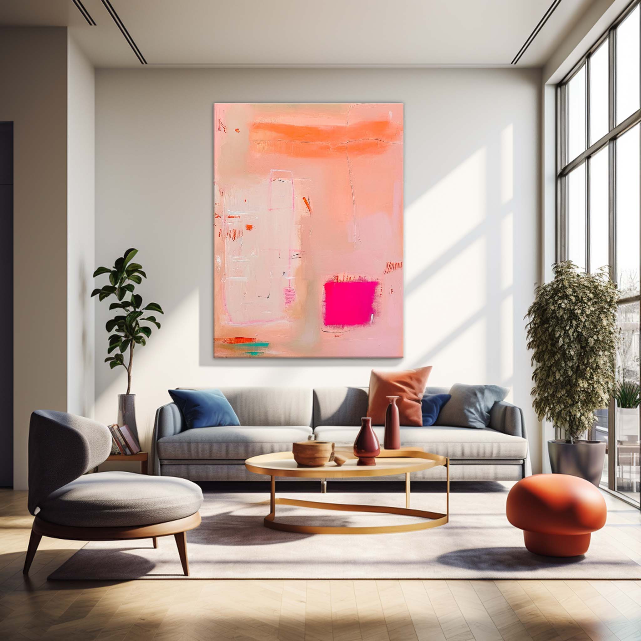 Wall Art Abstract Soft Pastel Block Playful