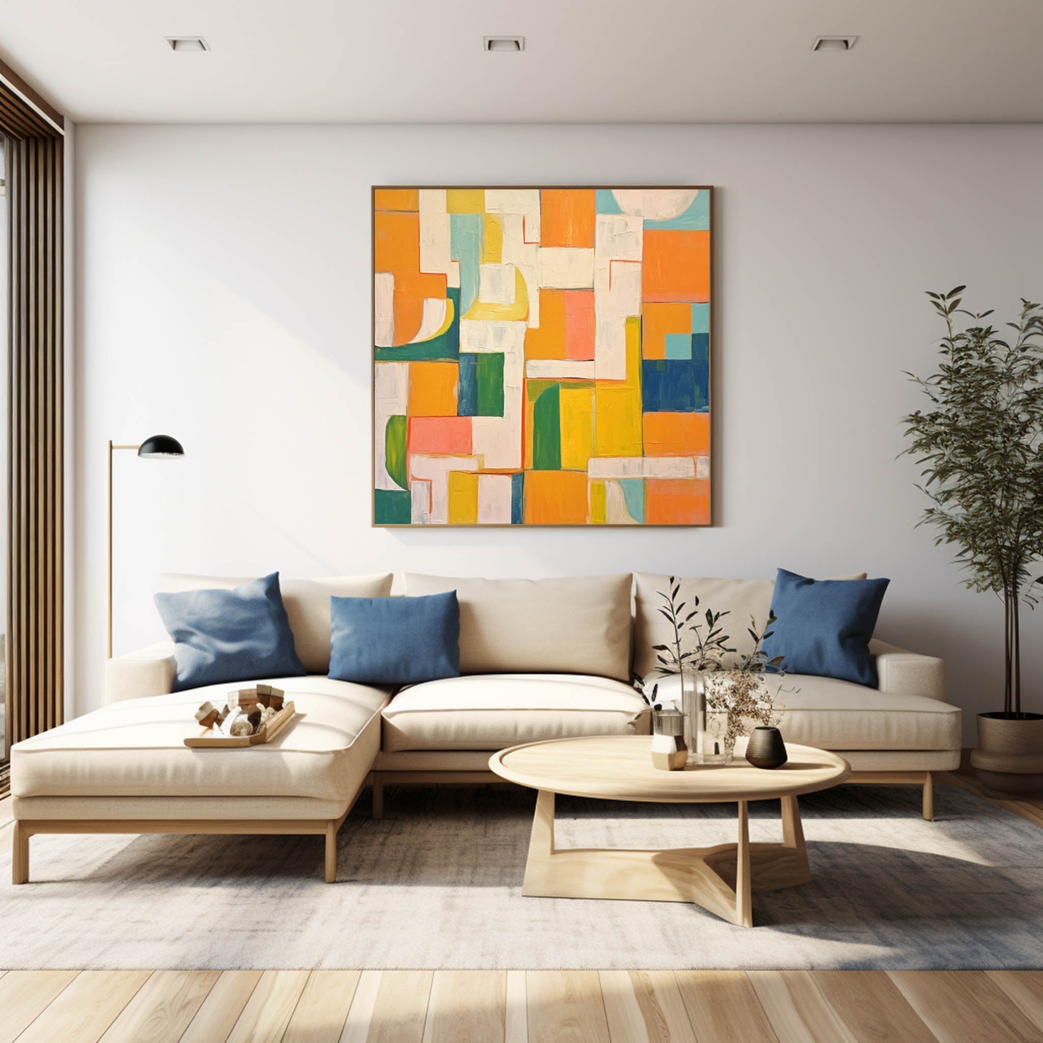Wall Art Abstract Painterly Patchwork Geometric