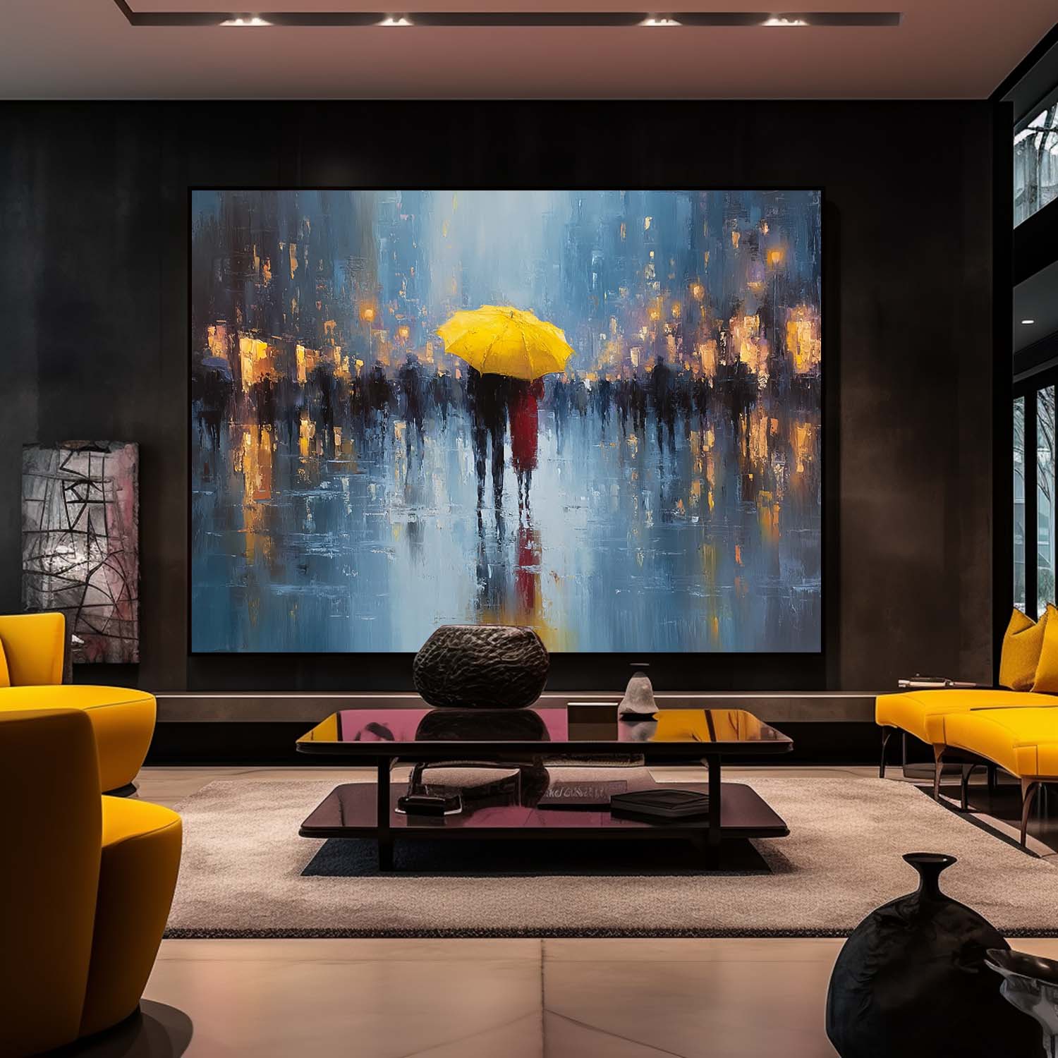 Wall Art People Poignant Romantic Rainy City