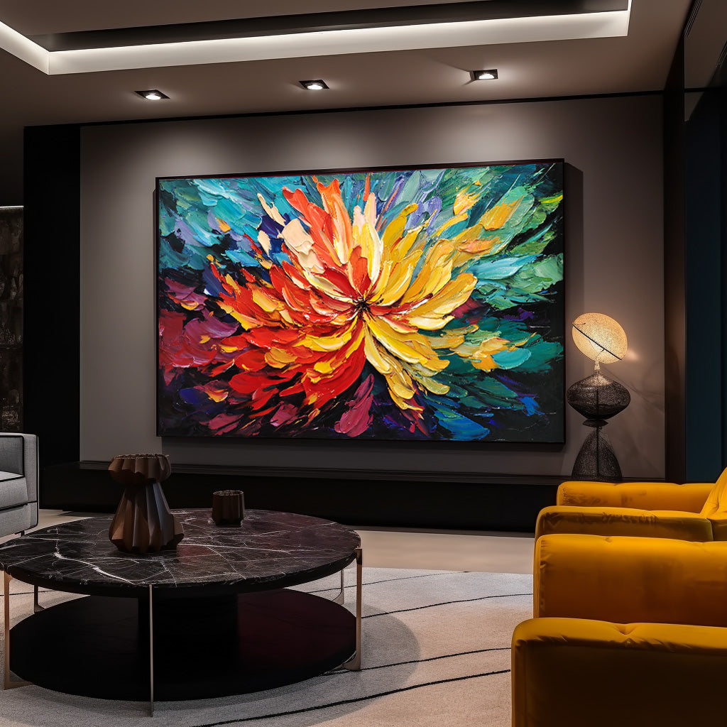 Vibrant Colorful Floral Textured Canvas Wall Art