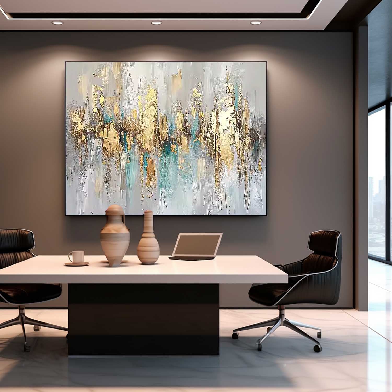 Wall Art Impasto Abstract Metallic Elegant
