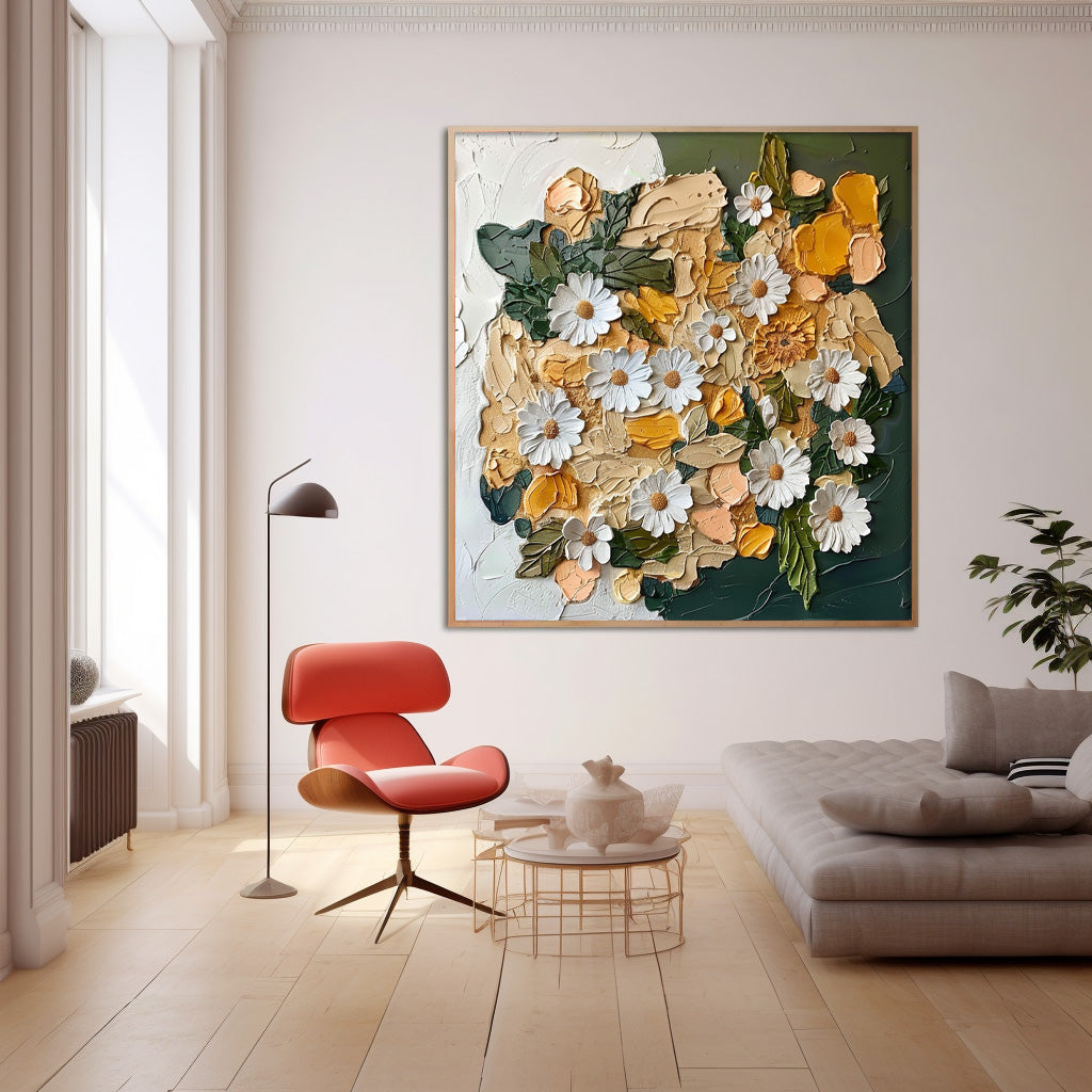 Wall Art Dense Floral Cluster Painterly Scene
