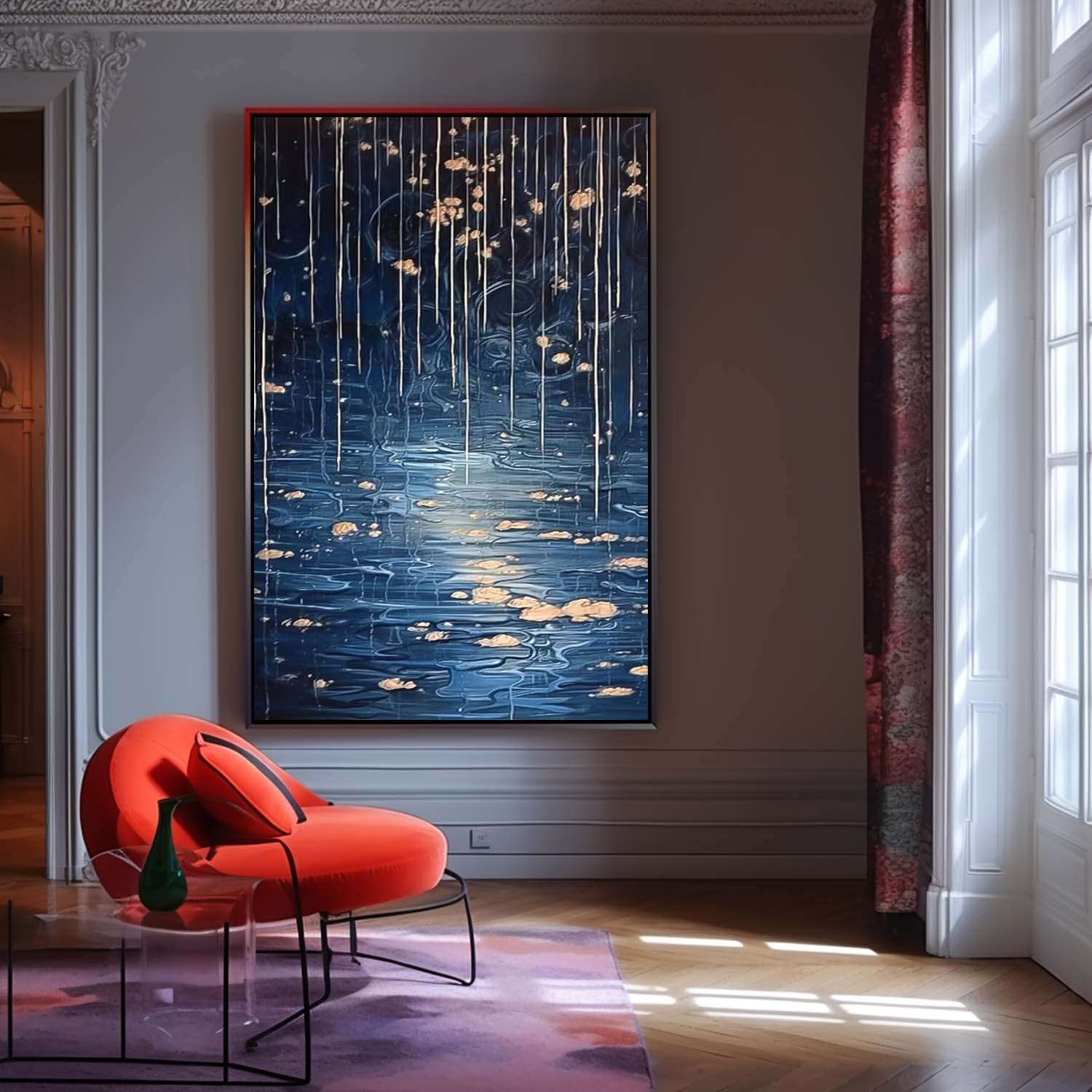 Wall Art Impasto Abstract Night Dreamy Waterfall