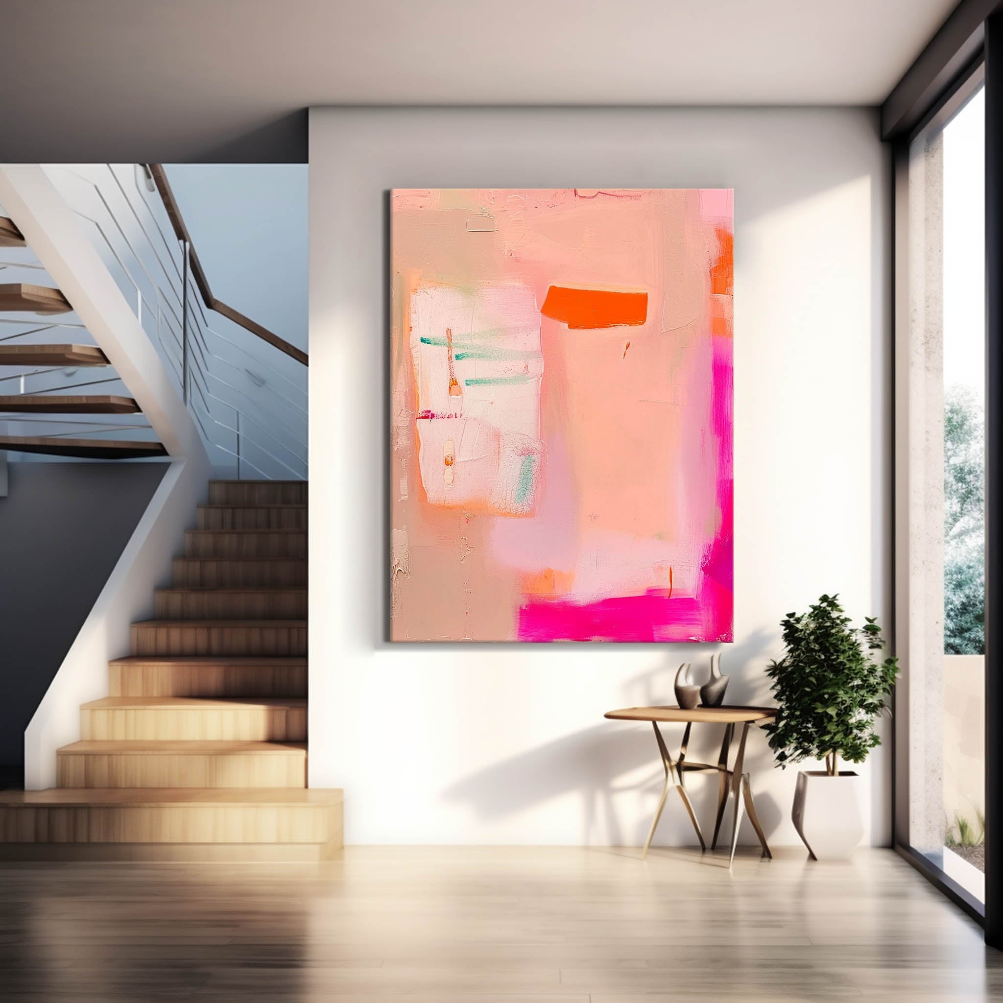 Wall Art Pastel Color Abstract Decor Impasto