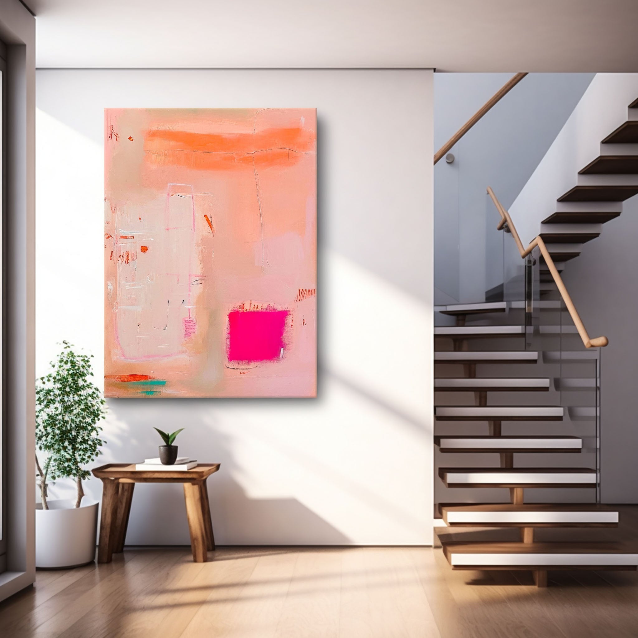 Wall Art Abstract Soft Pastel Block Playful