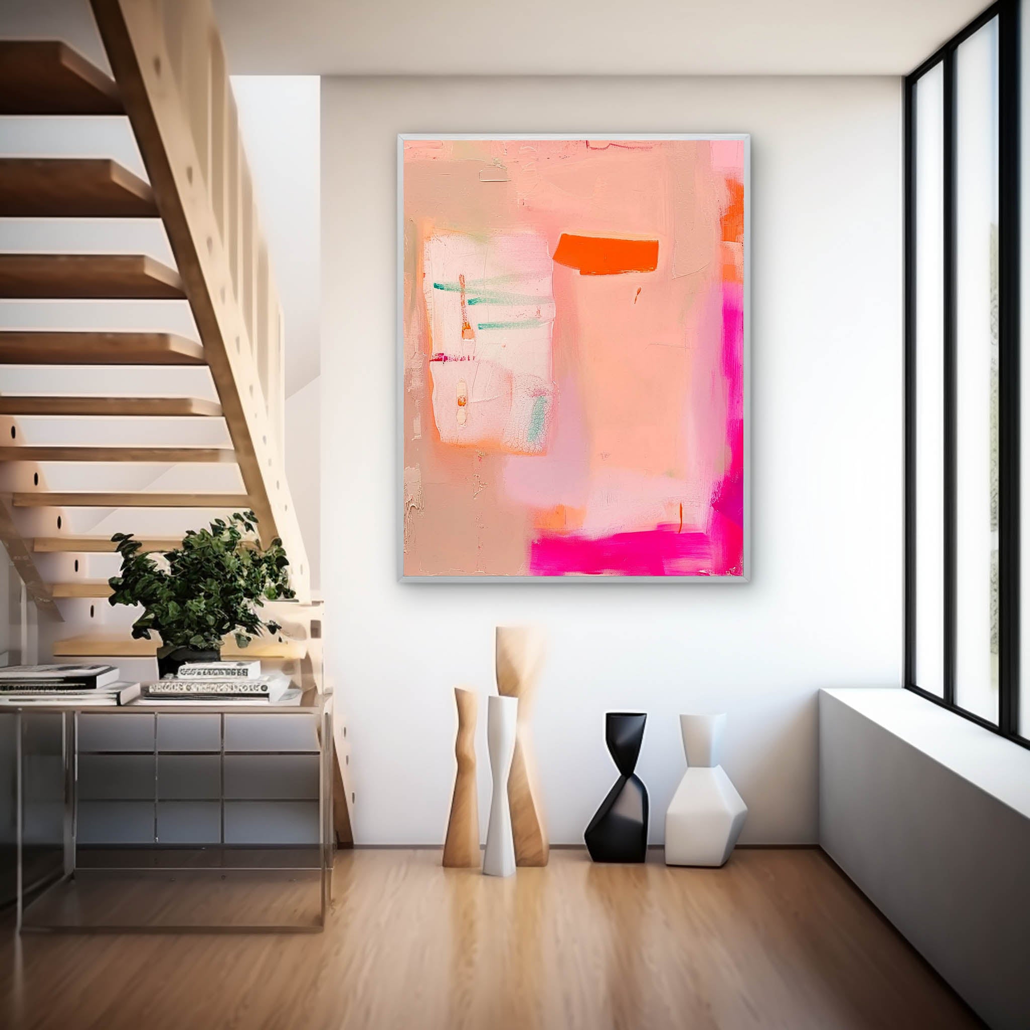Wall Art Pastel Color Abstract Decor Impasto